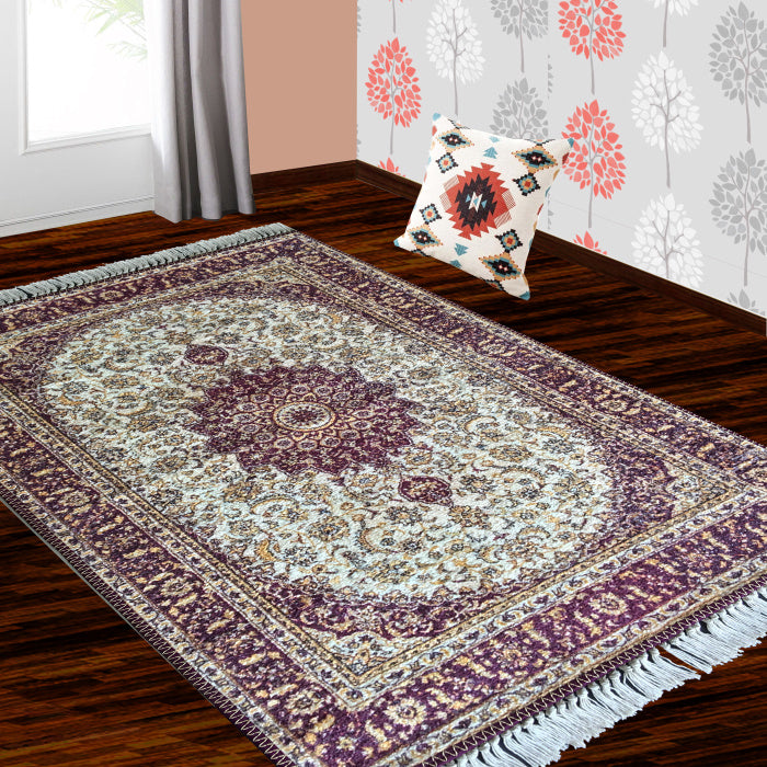 Silk Carpet Persian Design Collection Purple – Living Room Rug – 3×5 Feet (90 x 150 cms)-Avioni