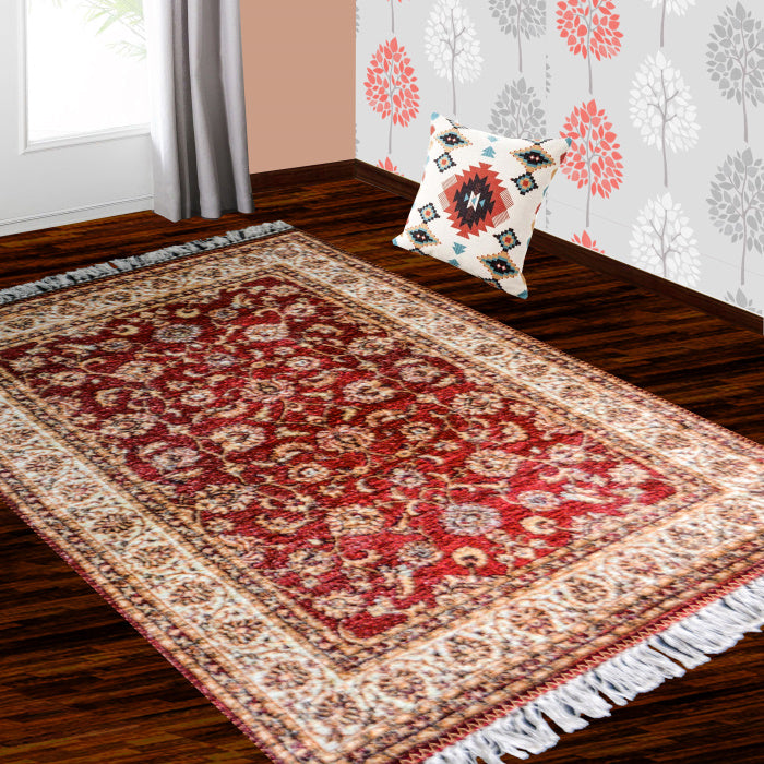 Silk Carpet Persian Design Collection Red – Living Room Rug – 3×5 Feet (90 x 150 cms)-Avioni