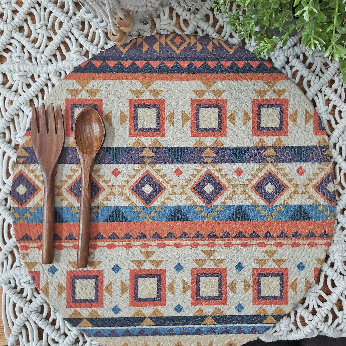 All Natural Round Cotton Braided Mats- “Natura Collection By Avioni”-Washable-Ethnic-Good for Gifting (38 cms Diameter)