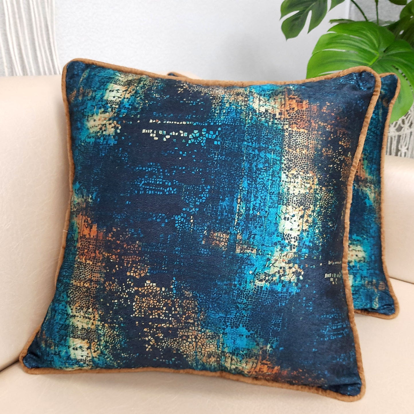 Cushion Cover – Beautiful Blue Abstract Design – Best Price 40cm x 40cm (~16″ x 16″)