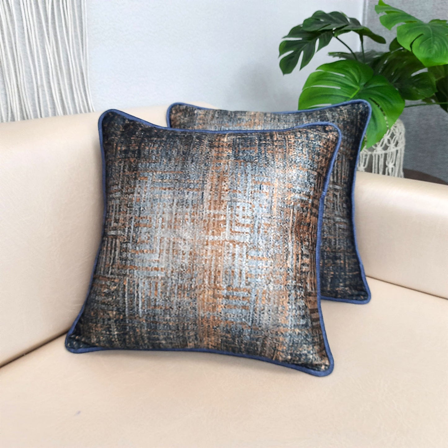 Cushion Cover with Filler – Beautiful Brown Abstract Design – Best Price 40cm x 40cm (~16″ x 16″) – Set of 2