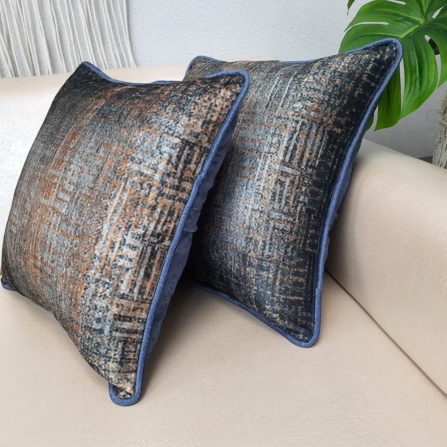 Cushion Cover with Filler – Beautiful Brown Abstract Design – Best Price 40cm x 40cm (~16″ x 16″) – Set of 2