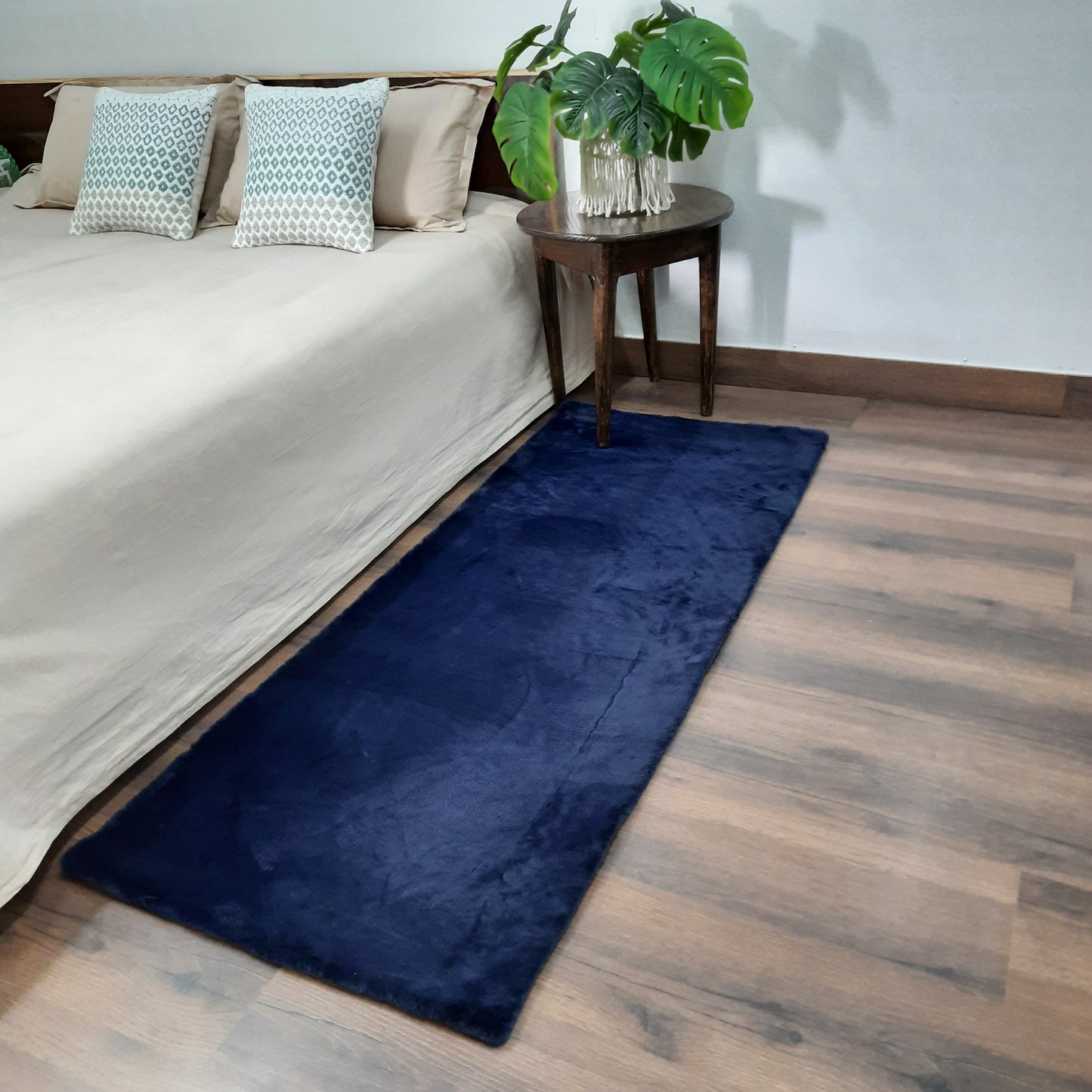 Avioni Ultra Soft Cozy Fluffy And Soft Rabbit Fur Rug –Navy Color- Easily Hand Washable – Bedside/Hallway/Pooja Room- 60X150cm