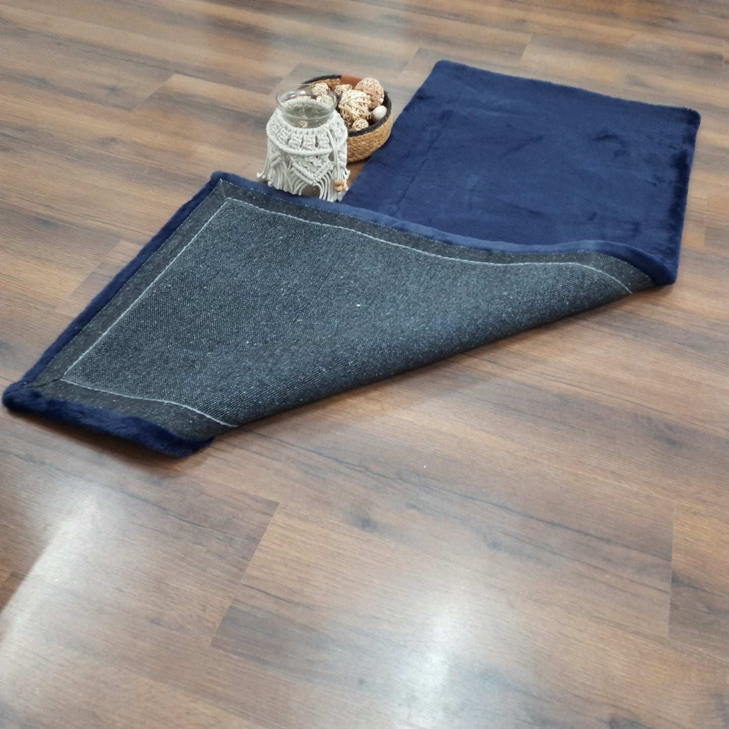 Avioni Ultra Soft Cozy Fluffy And Soft Rabbit Fur Rug –Navy Color- Easily Hand Washable – Bedside/Hallway/Pooja Room- 60X150cm