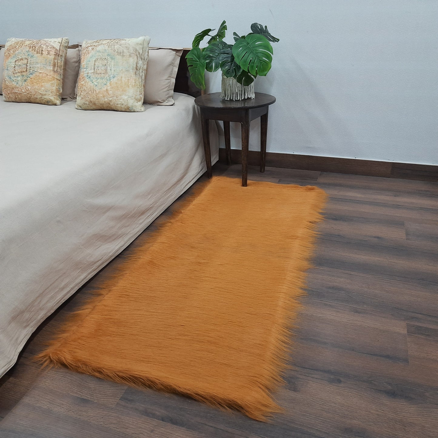 Avioni Ultra Soft Cozy Fluffy Faux Fur Rug - Brown Color - Easily Hand Washable - Bedside/Hallway/Pooja Room- 60X150cm