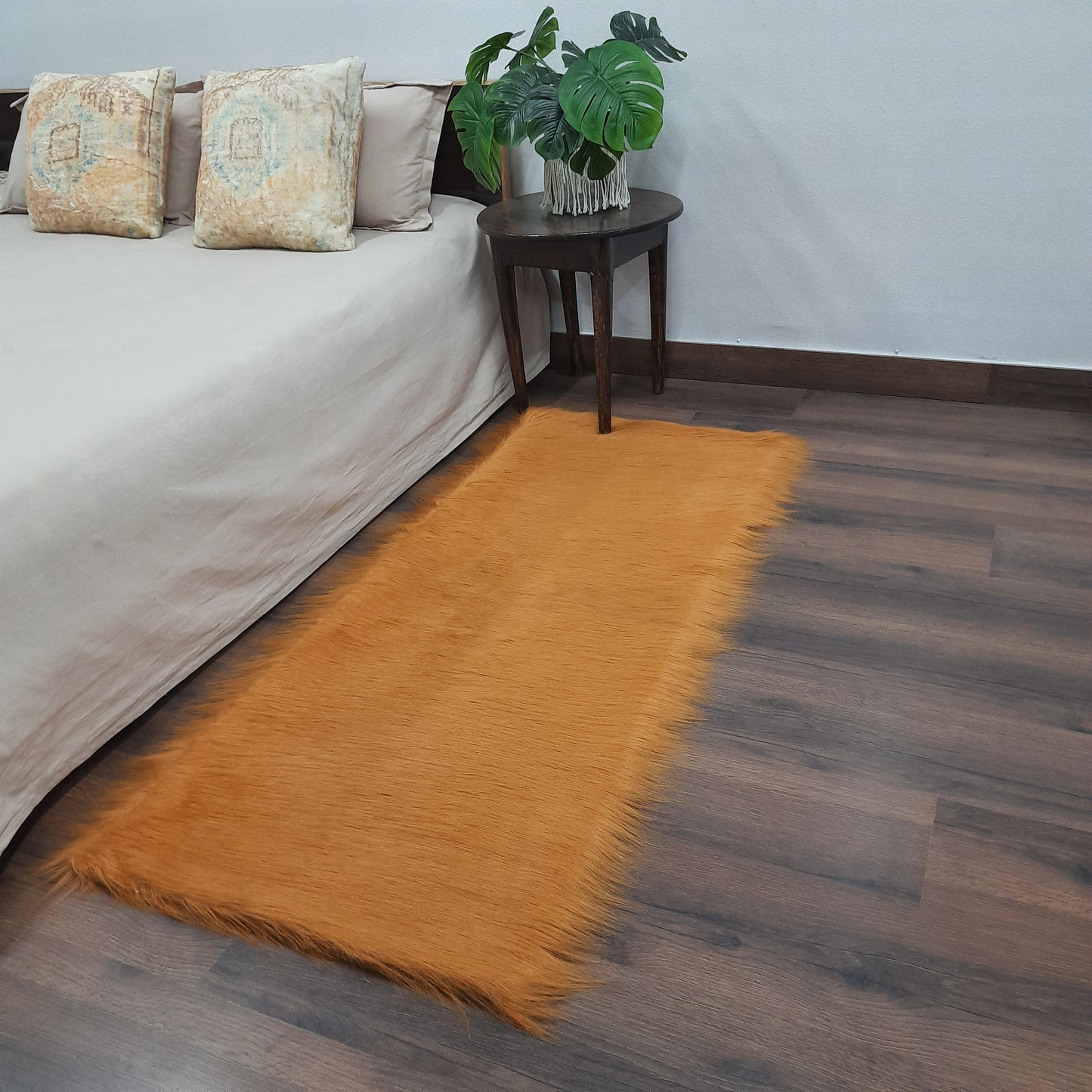 Avioni Ultra Soft Cozy Fluffy Faux Fur Rug - Brown Color - Easily Hand Washable - Bedside/Hallway/Pooja Room- 60X150cm