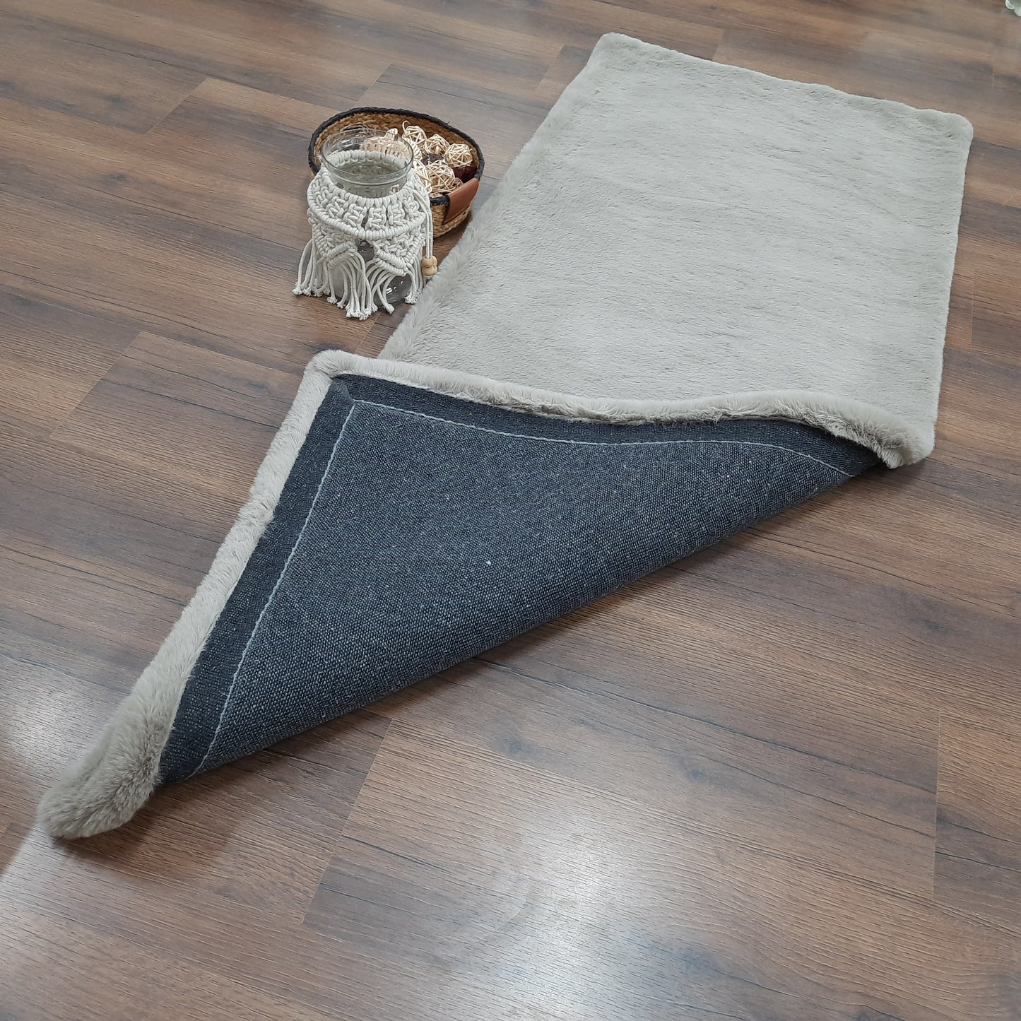 Avioni Ultra Soft Cozy Fluffy Soft Heavy Rabbit Grey Fur Rug –Grey- Easily Hand Washable – Bedside/Hallway/Pooja Room- 60X150cm