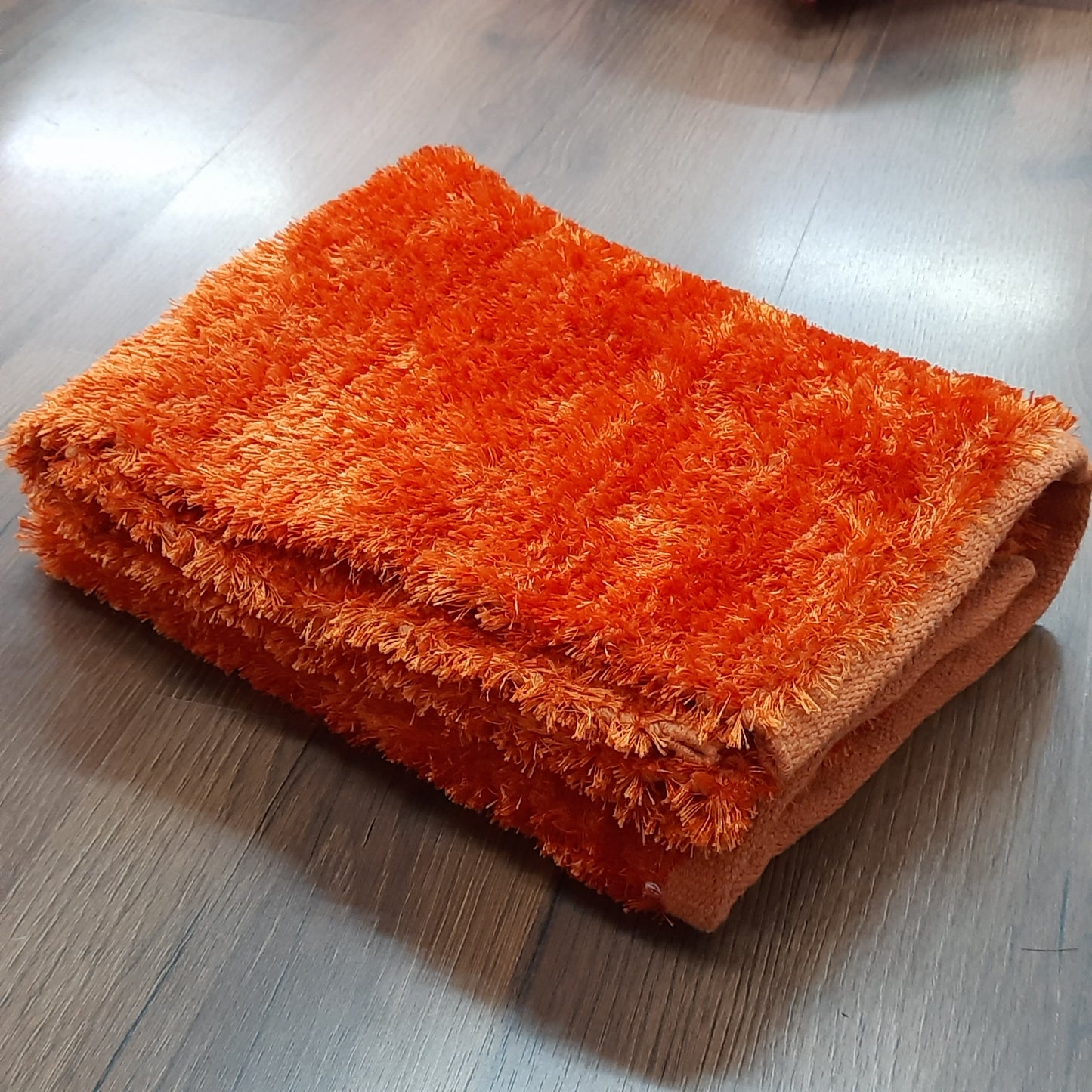 Flurry Yarn Fur Dhurrie For Living Room|Orange|By Avioni| 90cm x 150cm (~3×5 Feet)