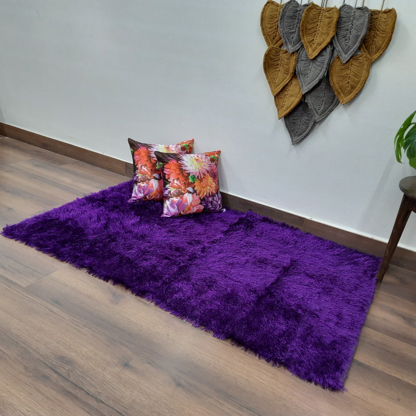 Flurry Yarn Fur Dhurrie For Living Room|Navy Blue|By Avioni| 90cm x 150cm (~3×5 Feet)