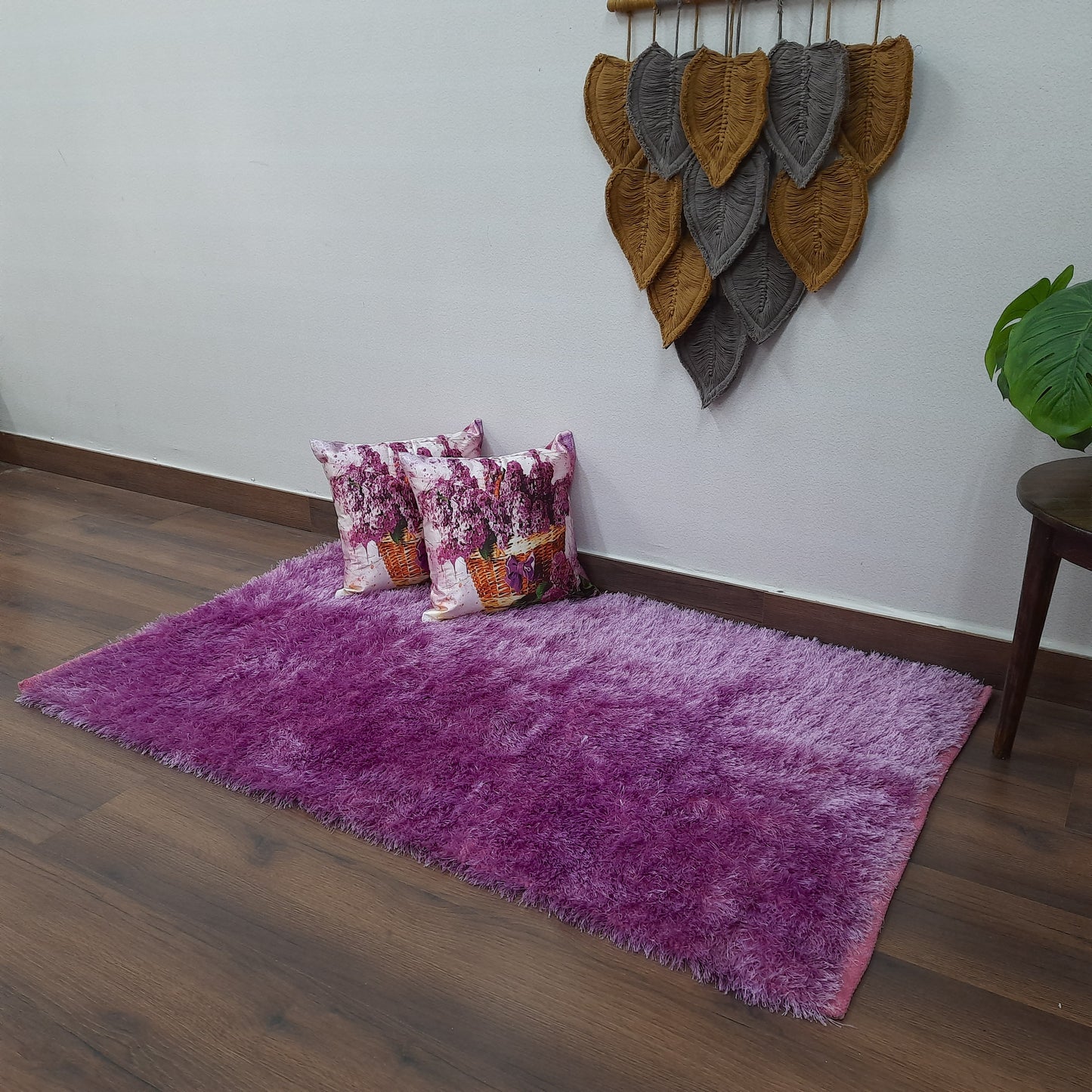 Flurry Yarn Fur Dhurrie For Living Room|Purple|By Avioni| 90cm x 150cm (~3×5 Feet)