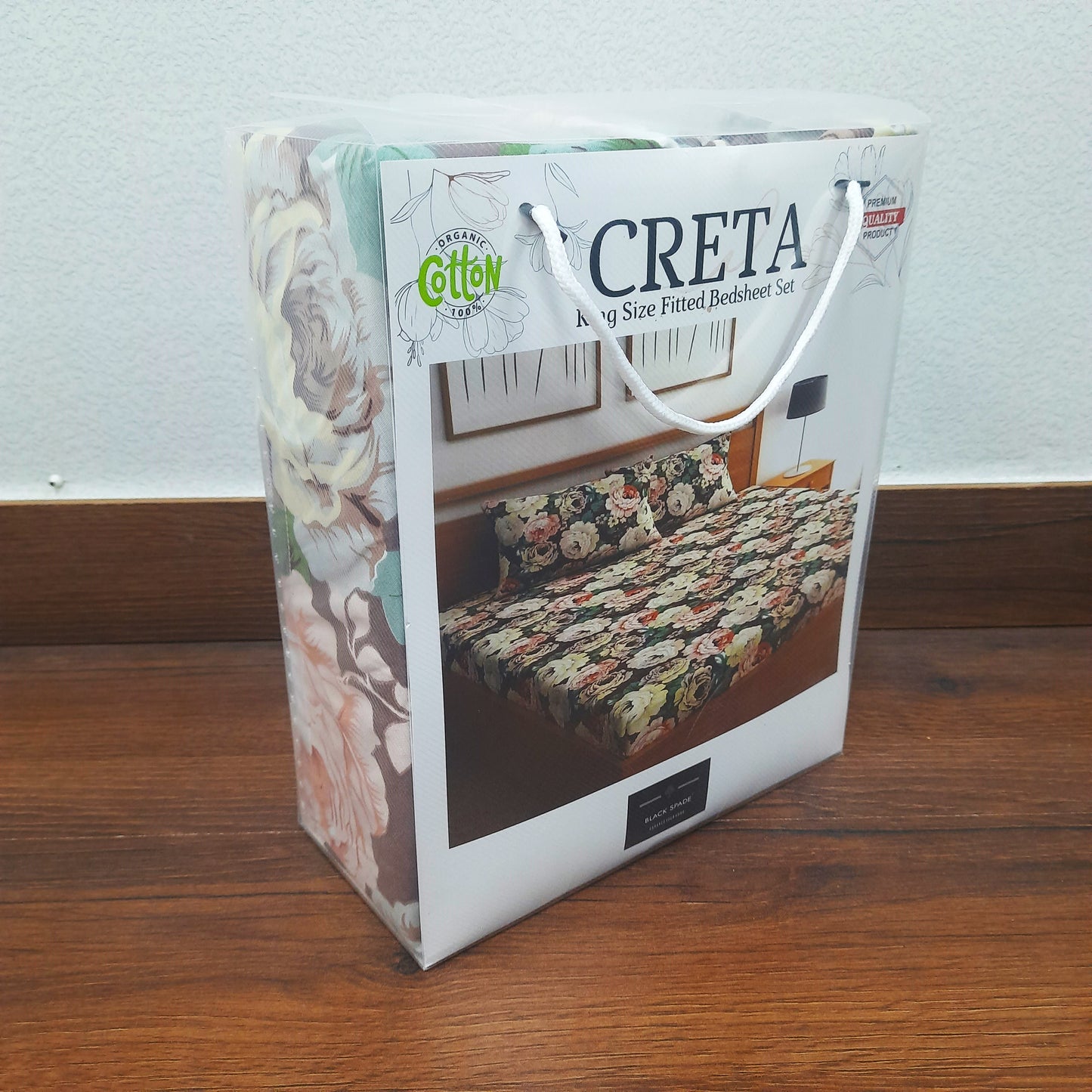 Avioni Home's Creta premium glaze cotton Elastic Fitted King Size Bedsheet with 2 Pillow Covers | Floral Design