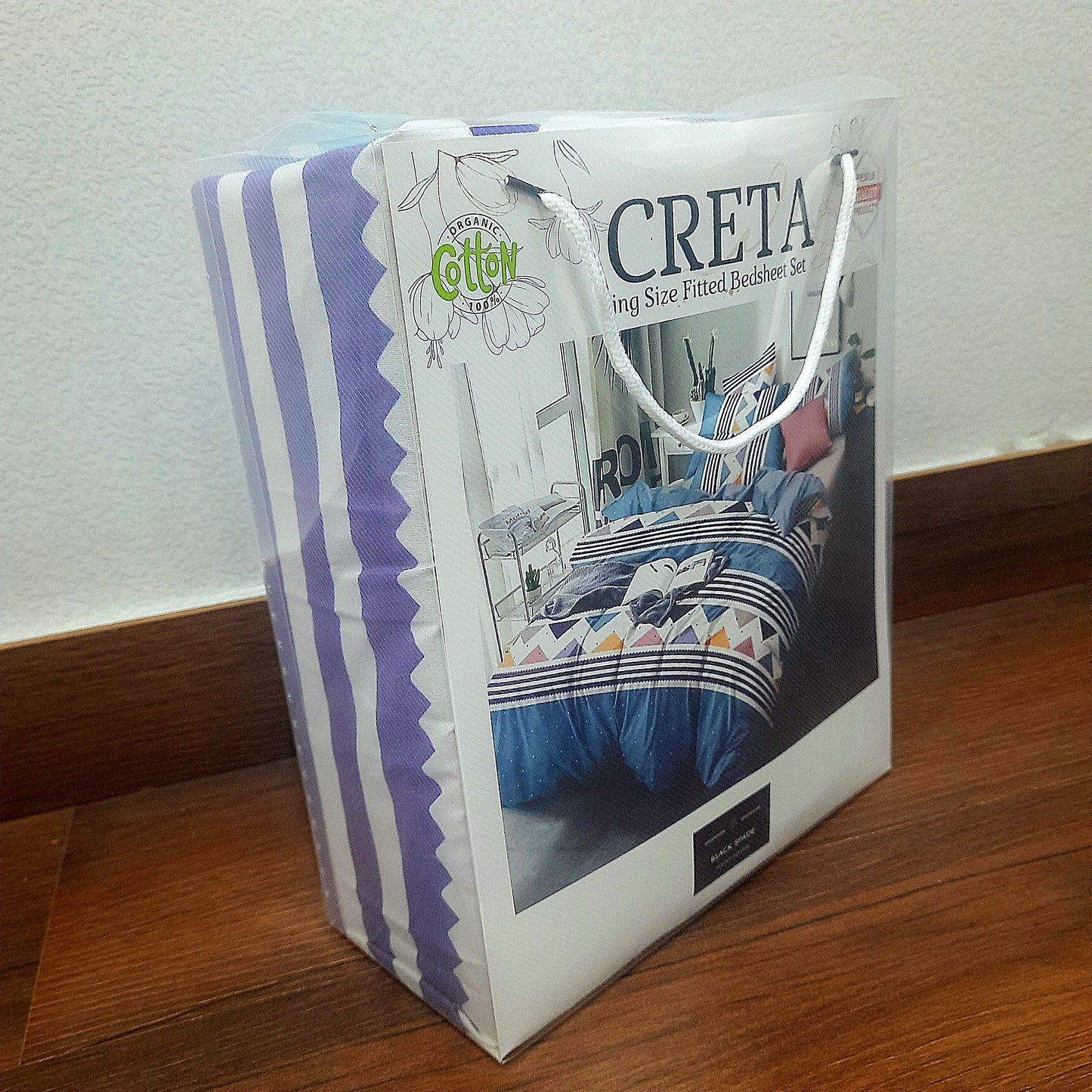 Avioni Home's Creta premium heavy glaze cotton Elastic Fitted King Size Bedsheet with 2 Pillow Covers | Ethnic Design