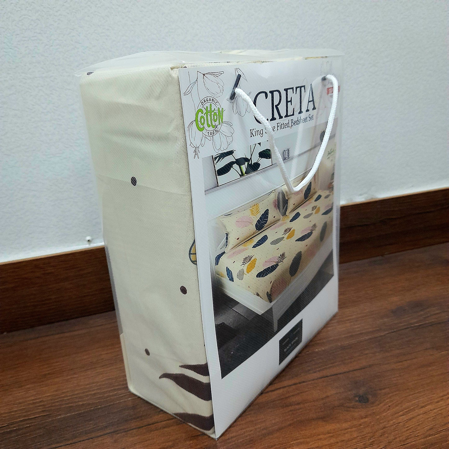 Avioni Home's Creta Premium Heavy Glaze cotton Elastic Fitted King Size Bedsheet with 2 Pillow Covers | Boho Modern Design