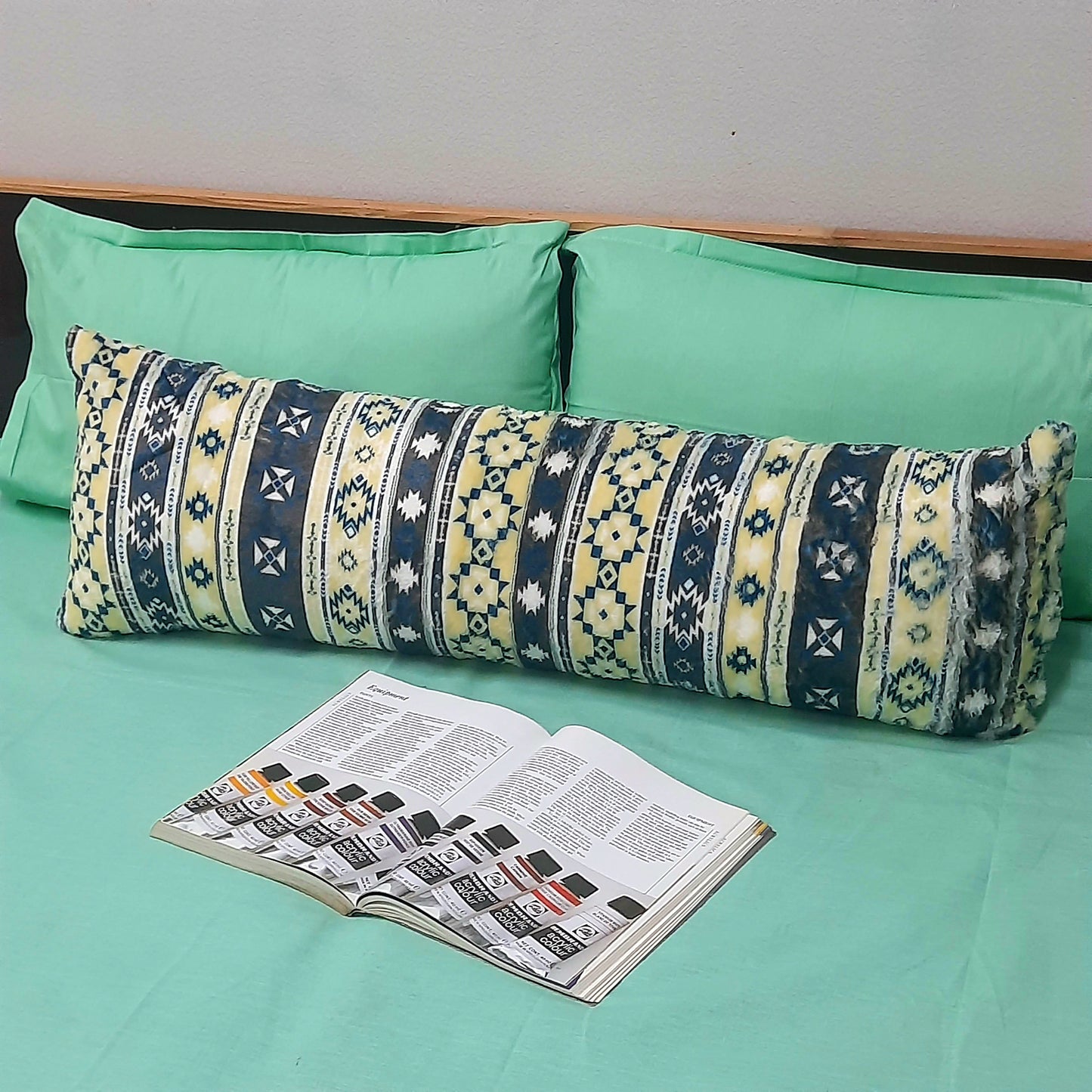 Avioni Soft Fluffy Plush Faux Fur CozyChic Cuddle Pillow| Cute tribal print | 40 x 13 inches (100 x 33 cms)