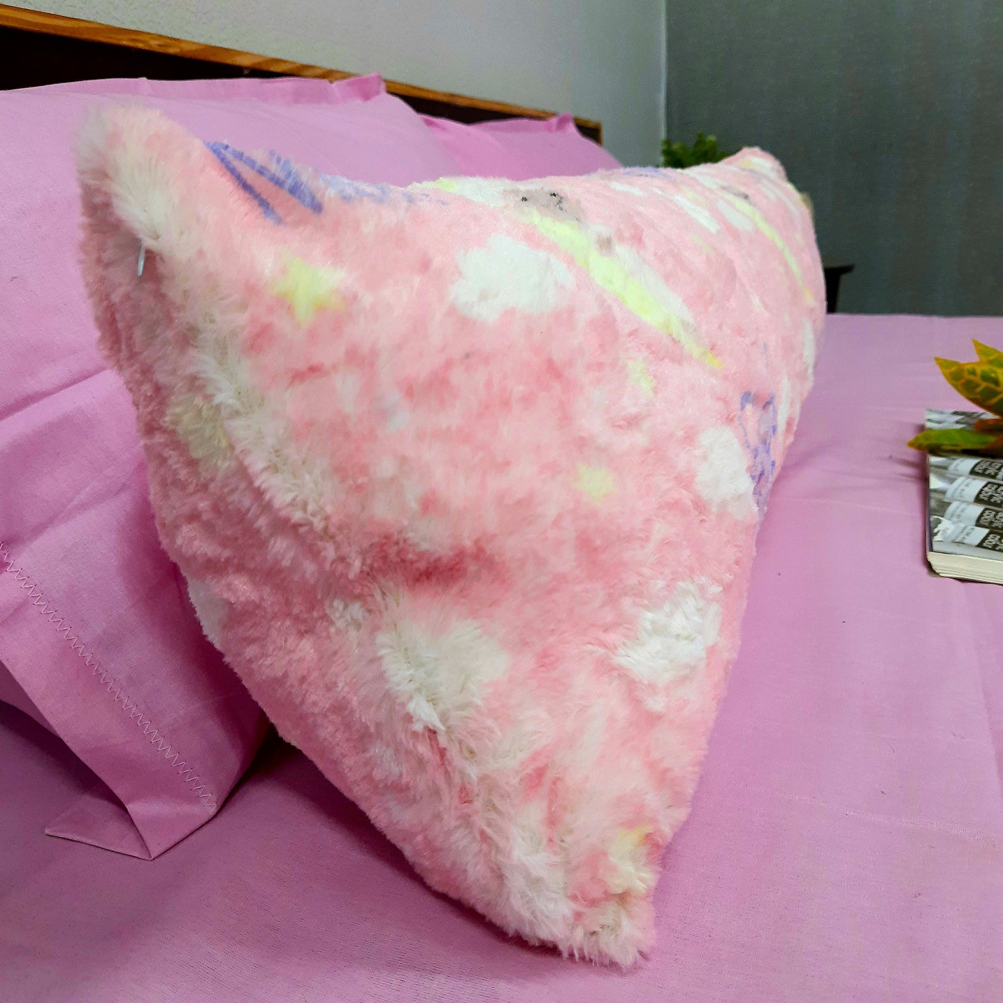 Avioni Soft Fluffy Plush Faux Fur CozyChic Cuddle Pillow| Beautiful Pink Design | 40 x 13 inches (100 x 33 cms)