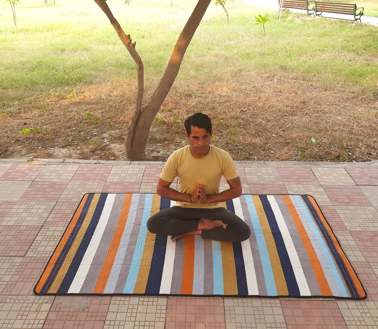 Avioni Luxury Soft Premium 100% Cotton Multi Color Yoga Dhurry 90cm x 150cm (~3 feet x 5 feet)