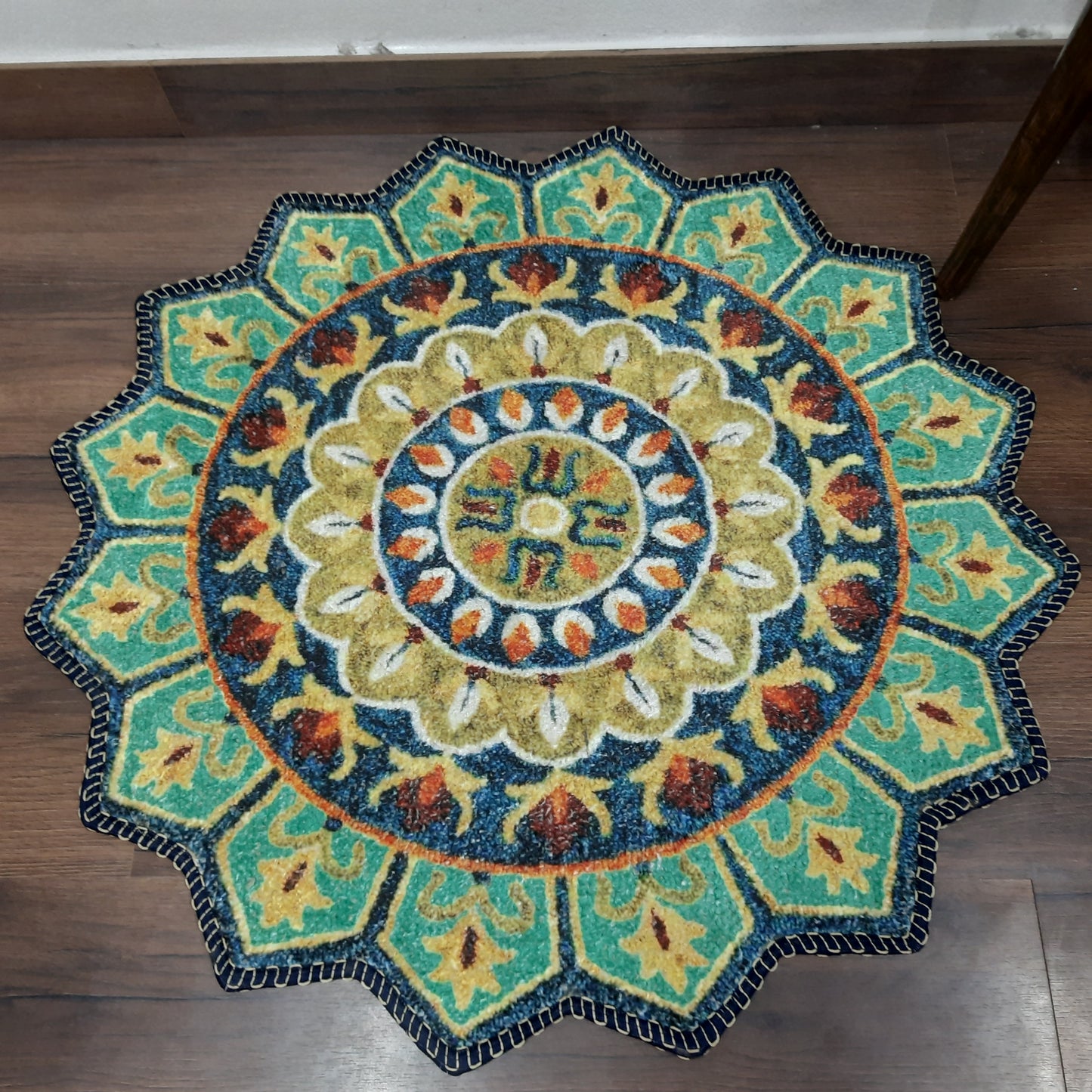 Avioni Home Floor Mats in Beautiful Traditional Cut loop Design Rangoli Colors | Anti Slip, Durable & Washable | Outdoor & Indoor