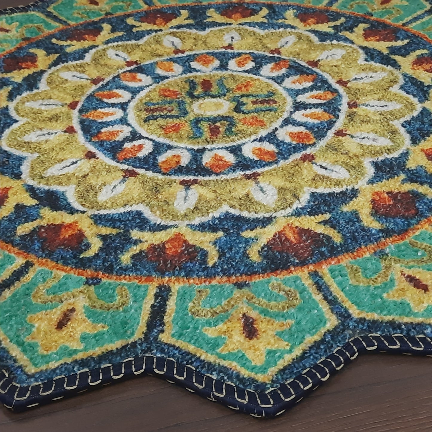 Avioni Home Floor Mats in Beautiful Traditional Cut loop Design Rangoli Colors | Anti Slip, Durable & Washable | Outdoor & Indoor