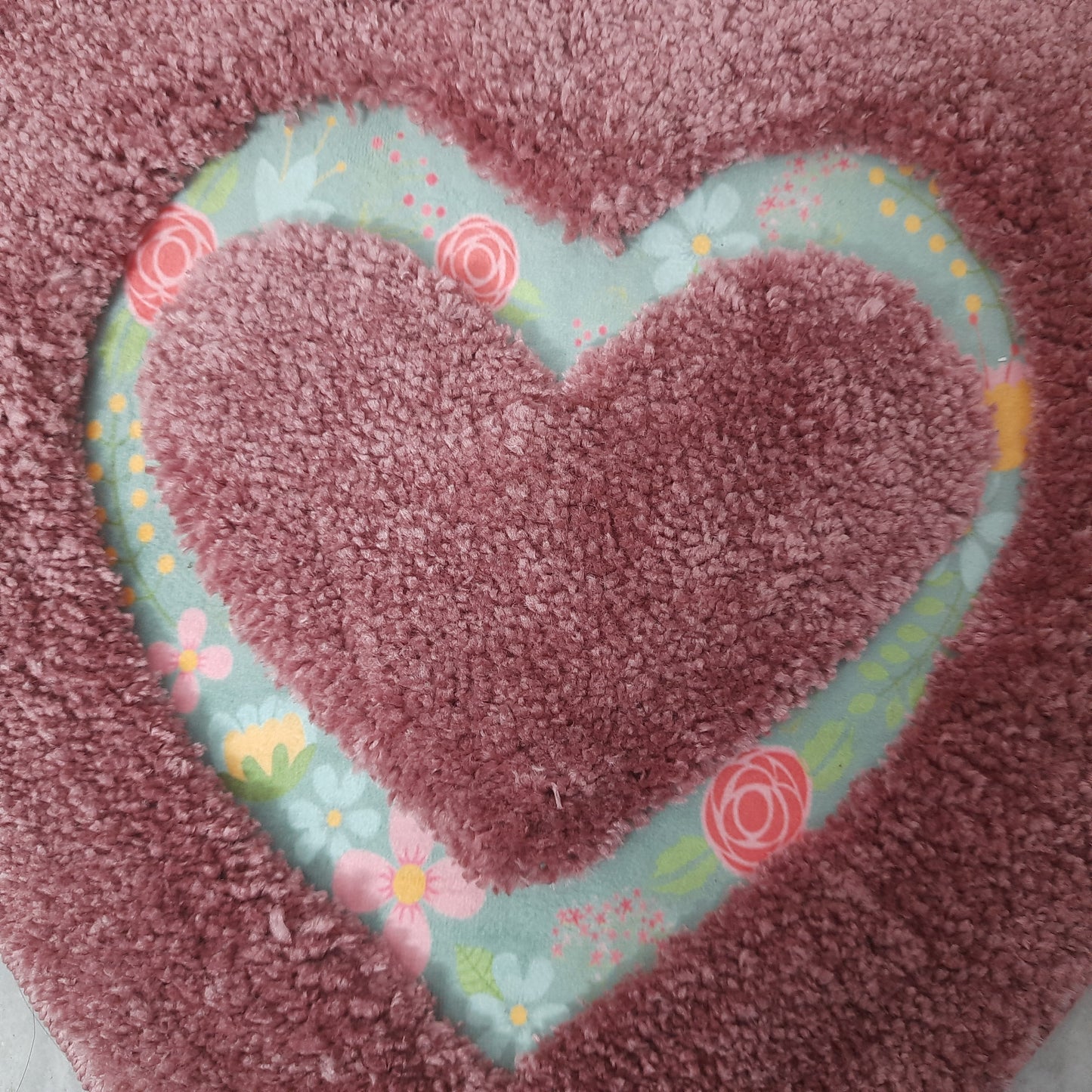 Avioni Home| Twinheart Floormat Collection | Soft Shaggy Dual Heart Shape Floor Mat /Door Mat | Wine Pink | Fluffy & 10mm Thick Mat | 45 x 75 CM