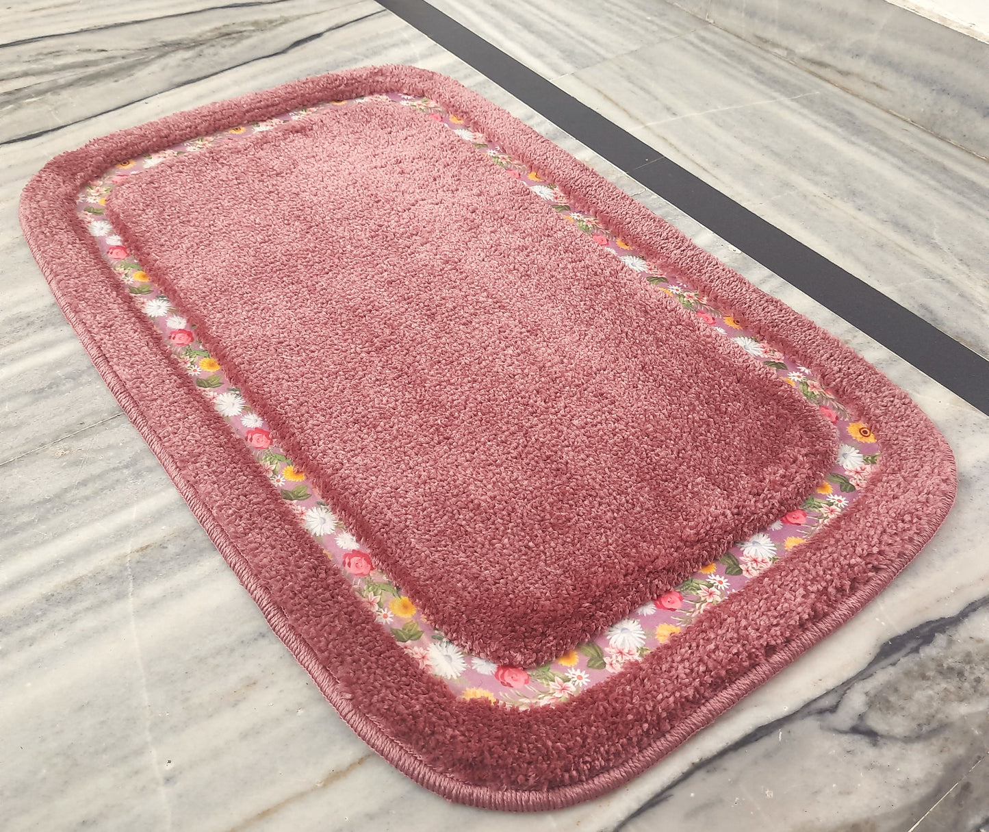 Avioni Home| Rectangle Large Floormat Collection | Soft Shaggy Rectangle Shape Floor Mat /Door Mat | Bloom Blush | Fluffy & 10mm Thick Mat | 45 x 75 CM