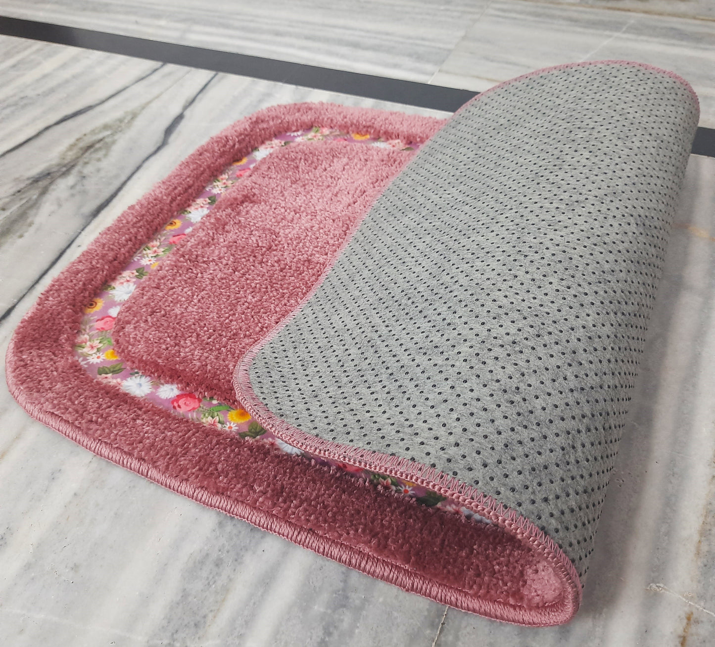 Avioni Home| Rectangle Large Floormat Collection | Soft Shaggy Rectangle Shape Floor Mat /Door Mat | Bloom Blush | Fluffy & 10mm Thick Mat | 45 x 75 CM