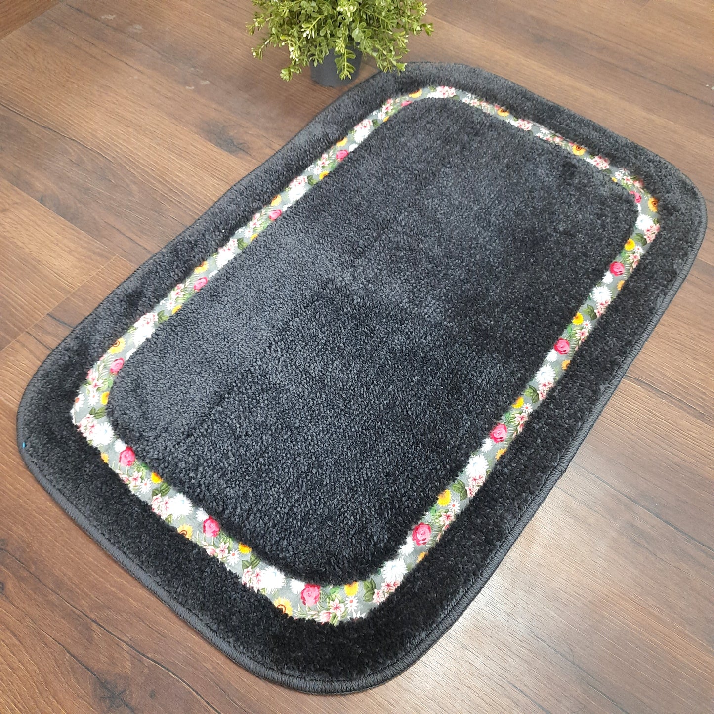 Avioni Home| Rectangle Large Floormat Collection | Soft Shaggy Rectangle Shape Floor Mat /Door Mat | Black | Fluffy & 10mm Thick Mat | 45 x 75 CM