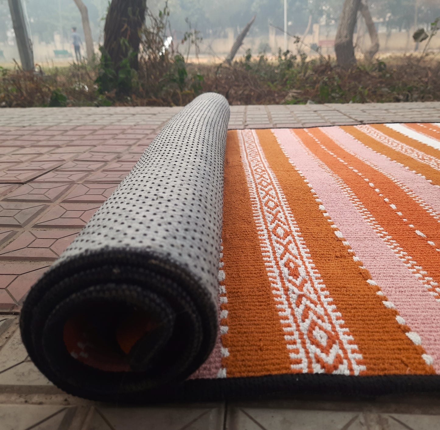 Avioni Luxury Soft Premium 100% Cotton Anti Slip Large Size Yoga Mat In Multi Color 87cm x 158cm (~3 feet x 5 feet)