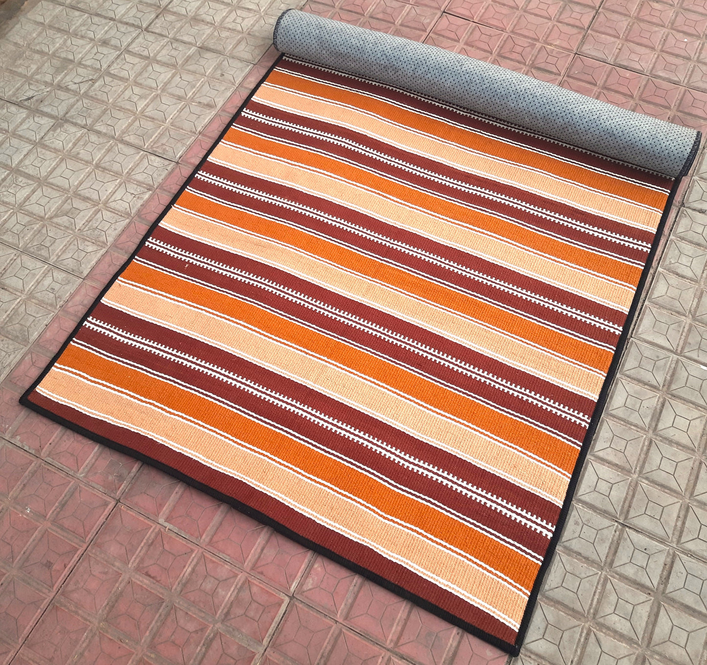 Avioni Luxury Soft Premium 100% Cotton Anti Slip Large Size Yoga Mat In Multi Color 87cm x 151cm (~3 feet x 5 feet)