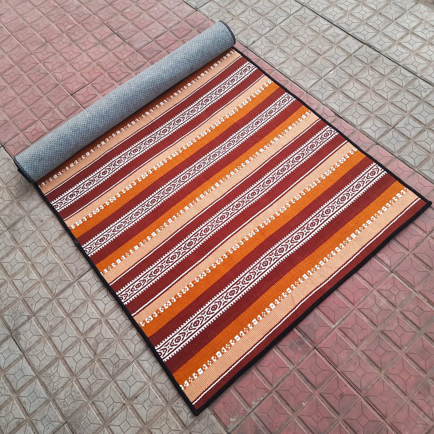 Avioni Luxury Soft Premium 100% Cotton Anti Slip Large Size Yoga Mat In Multi Color 89cm x 159cm (~3 feet x 5 feet)