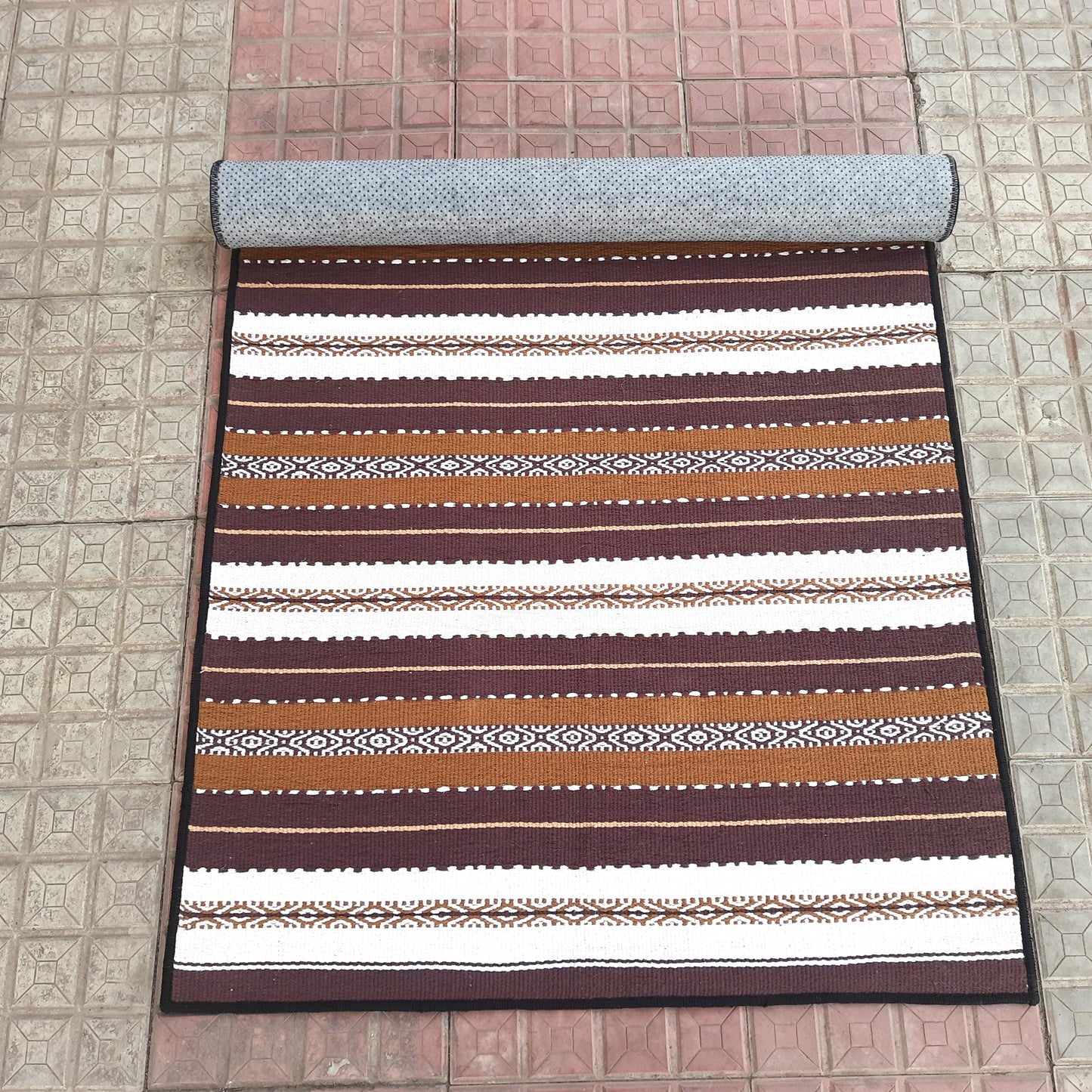 Avioni Luxury Soft Premium 100% Cotton Anti Slip Large Size Yoga Mat In Multi Color 89cm x 158cm (~3 feet x 5 feet)