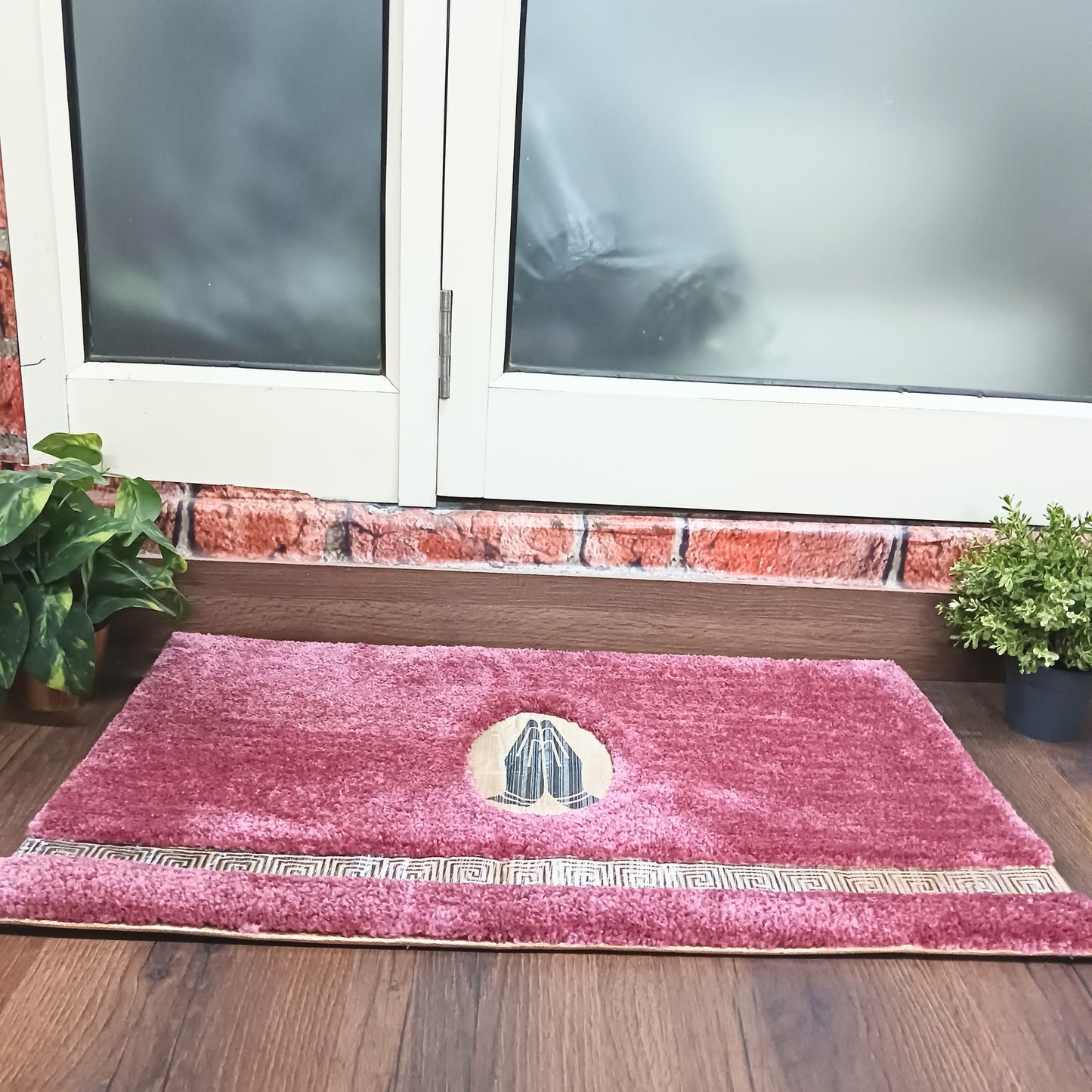 Avioni Divine Collection | Luxury Golden/Silver Touch Tufted Rug Blush Pink In Beautiful-Nameste Soft And Plush Handmade Door Mats |~25mm thick | BathMats -45x75 cms