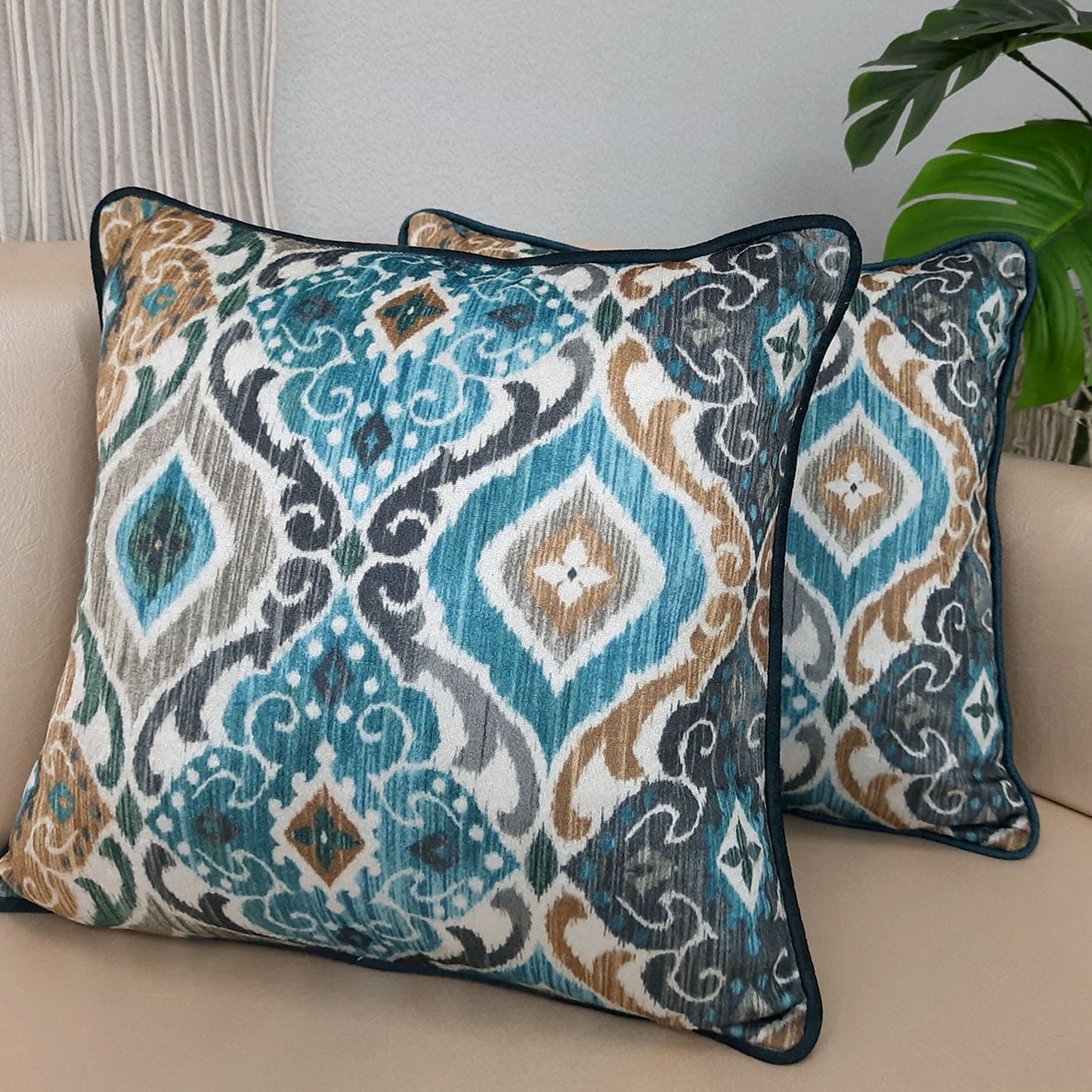 Cushion Cover with Filler – Beautiful Traditional Design – Best Price 40cm x 40cm (~16″ x 16″) – Set of 2