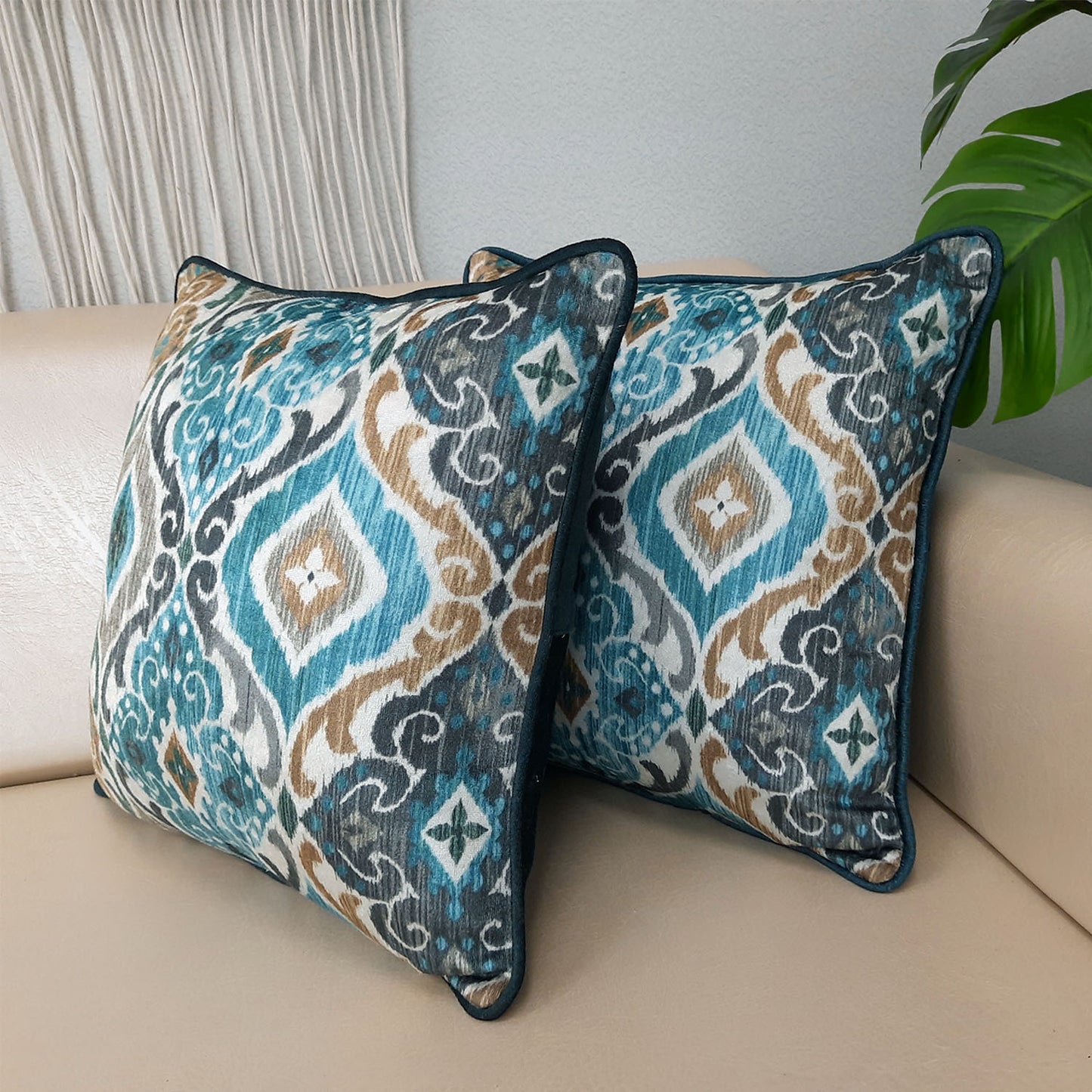 Cushion Cover with Filler – Beautiful Traditional Design – Best Price 40cm x 40cm (~16″ x 16″) – Set of 2