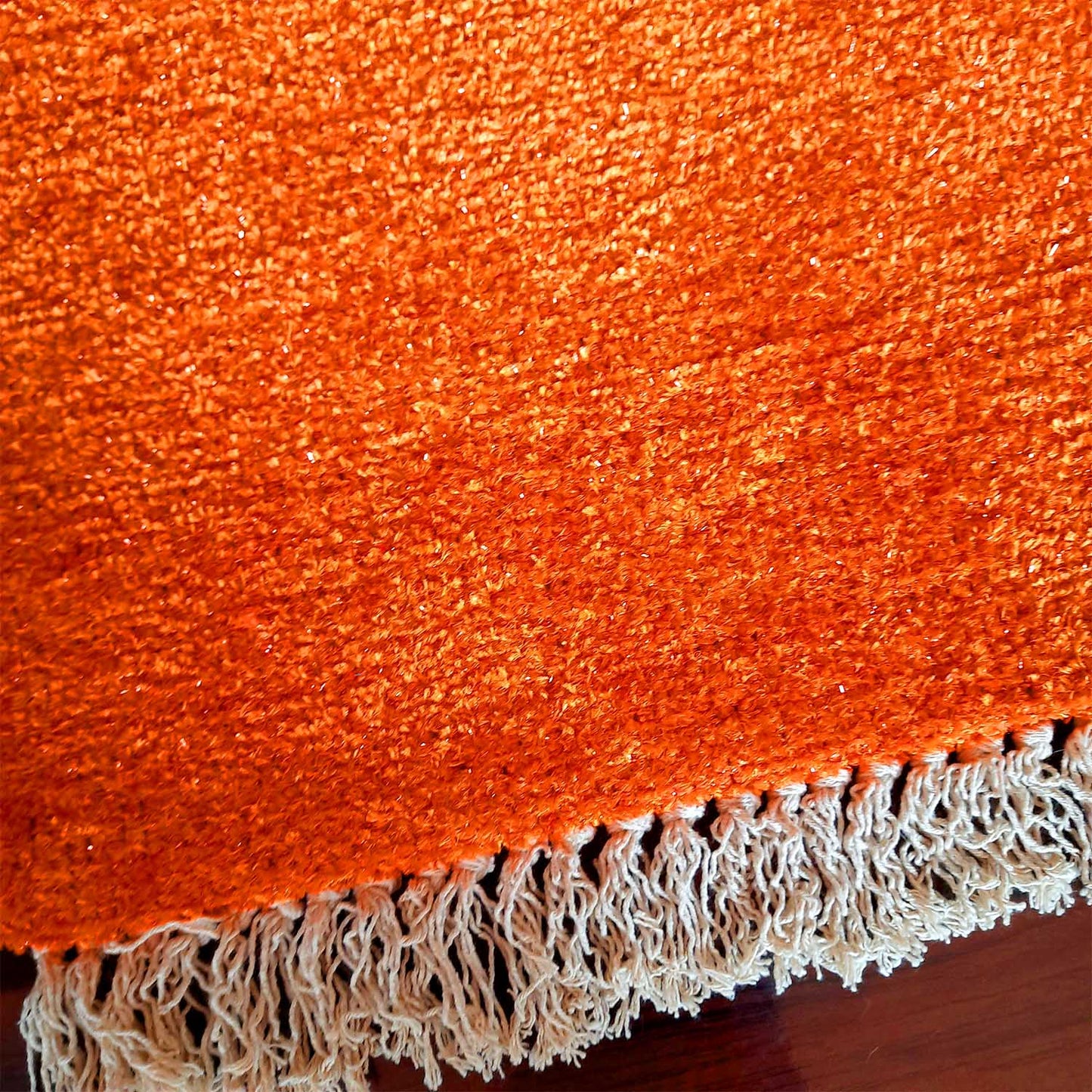 Avioni Bedside/Hallway/Pooja Carpets In Faux Silk Orange-(22X55 Inch)-56X140 cms
