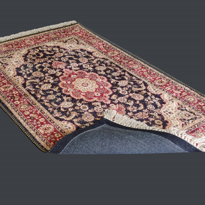 Silk Carpet Persian Design Collection Black and Red – Living Room Rug – 3×5 Feet (90 x 150 cms)-Avioni