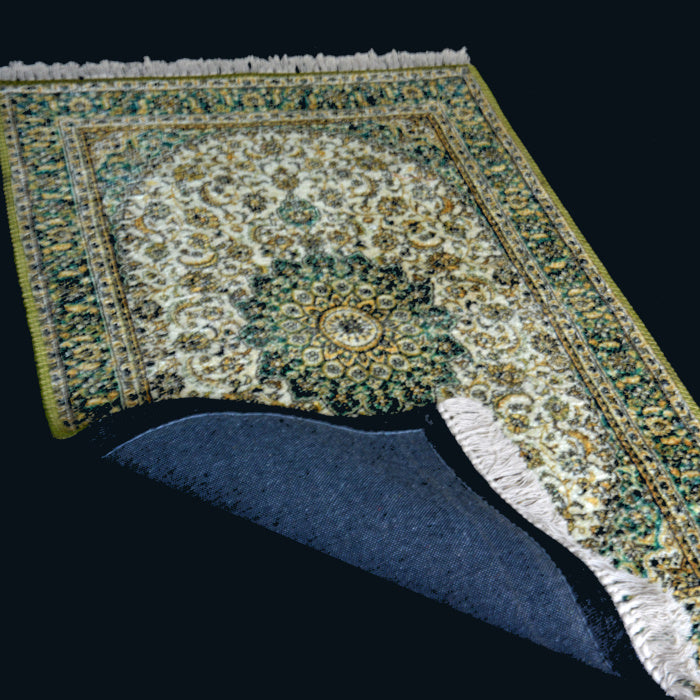 Silk Carpet Persian Design Collection Green And Beige – Living Room Rug -Avioni