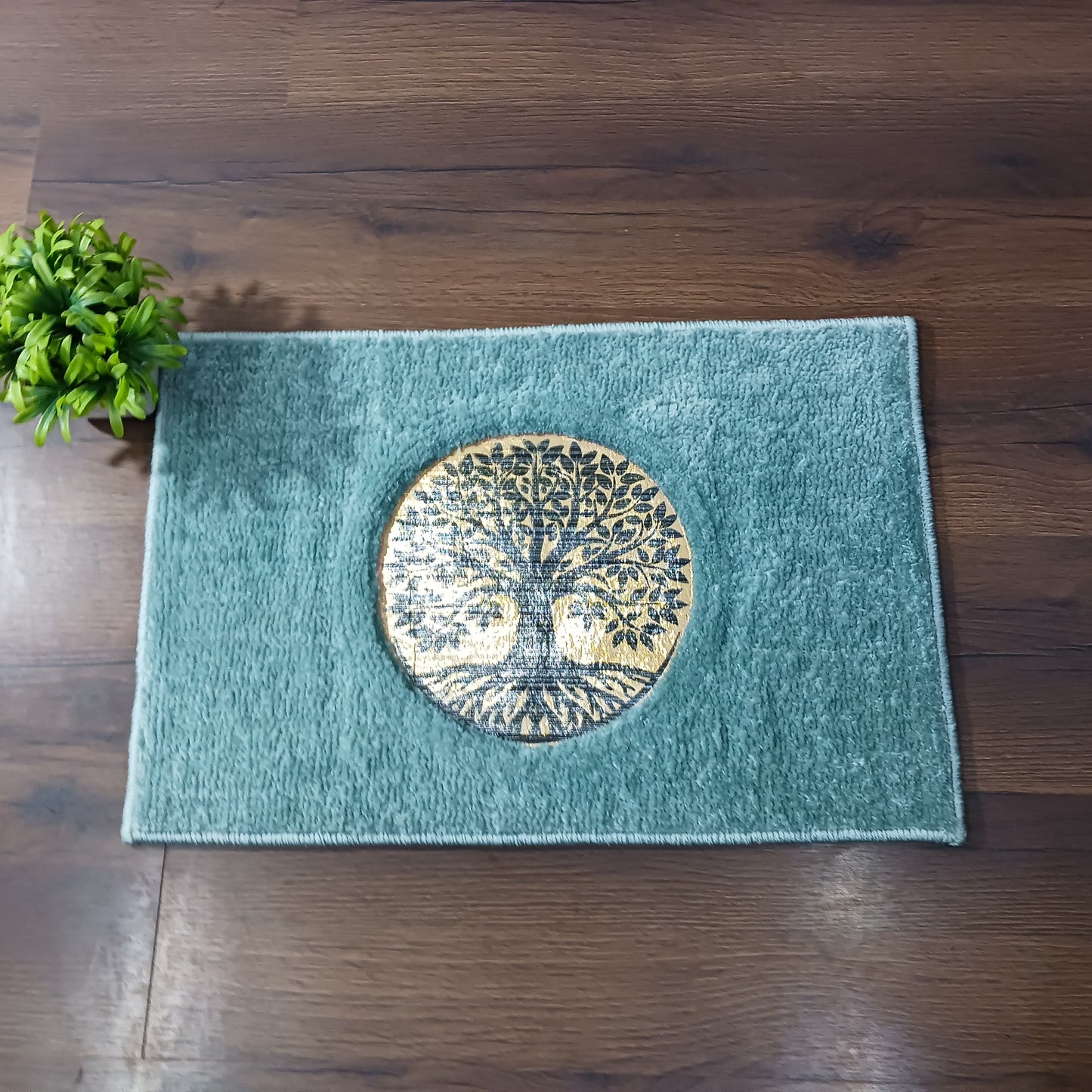 Avioni Desire Collection | Luxury Golden Touch Aqua Tree Floor Mat | Soft And Plush Handmade Door Mats / BathMats -40x60 cms