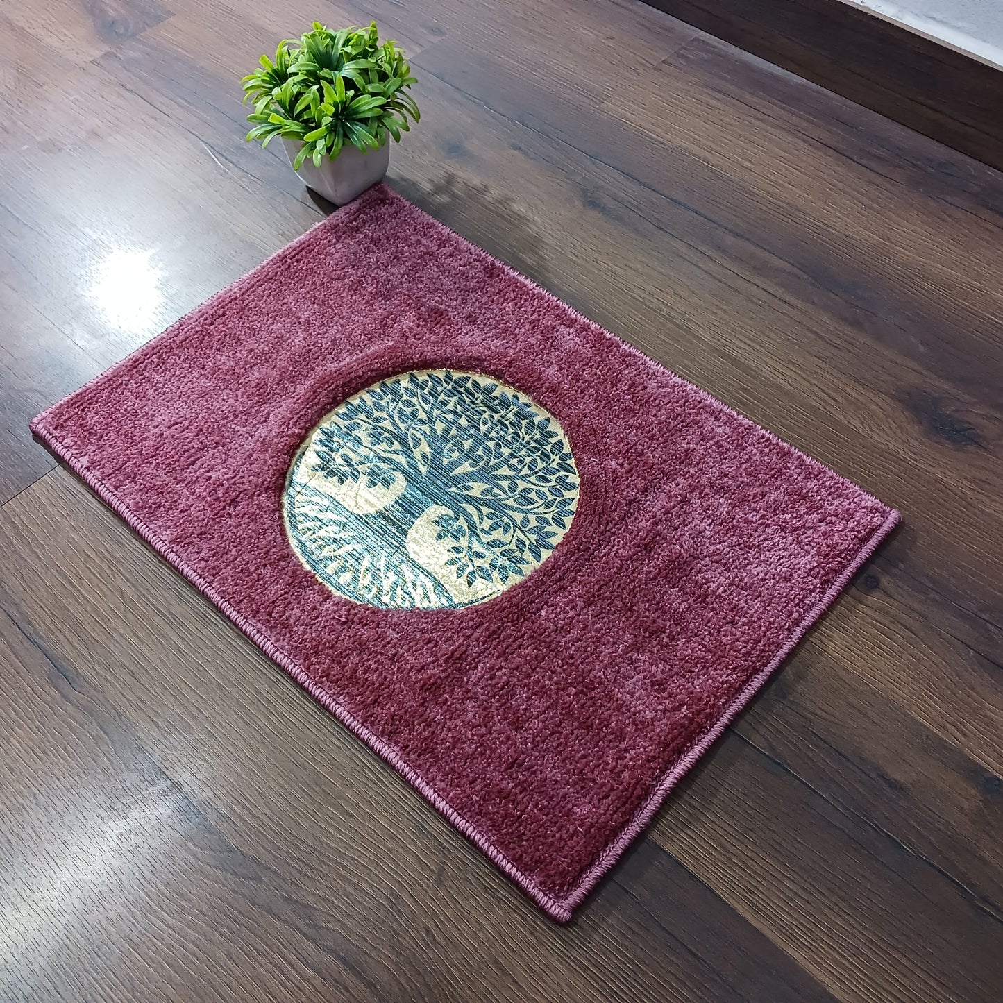 Avioni Desire Collection | Luxury Golden Touch Blush Pink Tree Floor Mat | Soft And Plush Handmade Door Mats / BathMats -40x60 cms