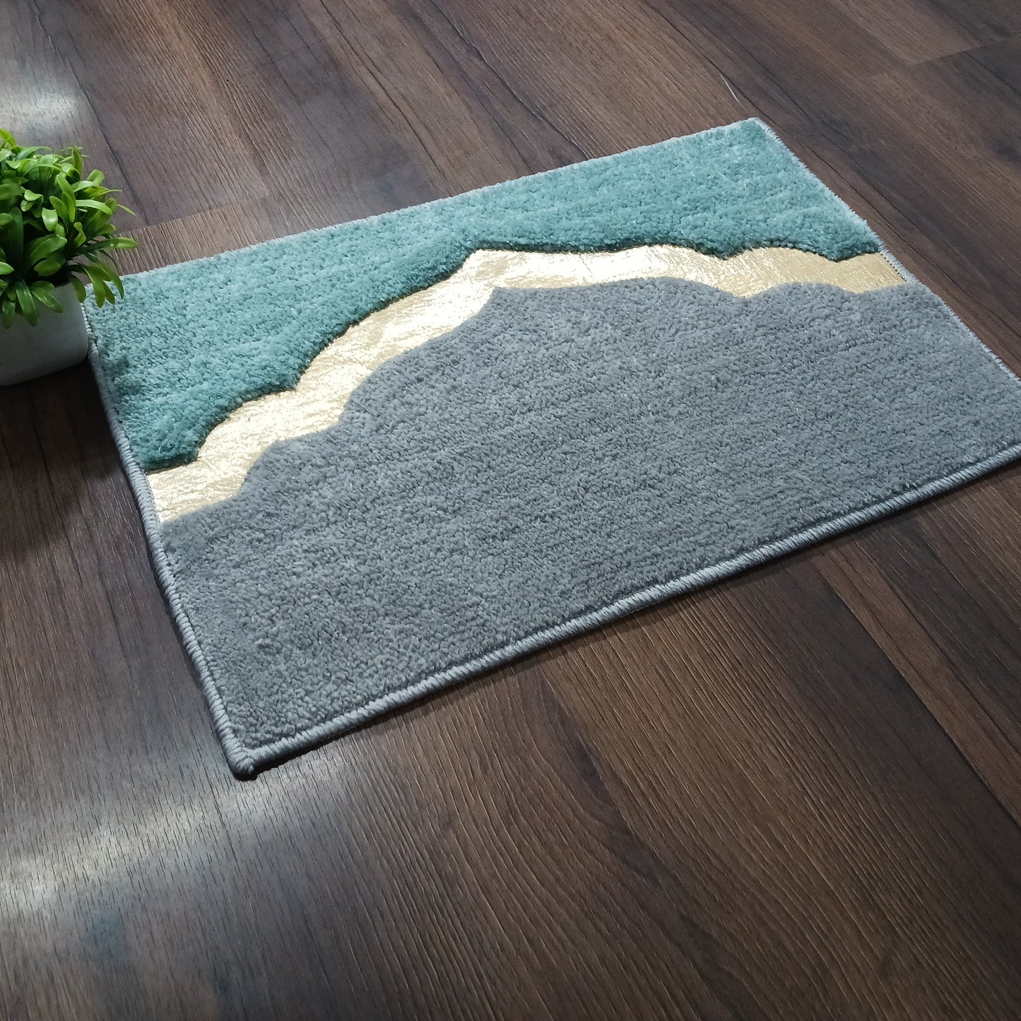 Avioni Desire Collection | Luxury Golden Touch Aqua Mahal Floor Mat | Soft And Plush Handmade Door Mats / BathMats -40x60 cms