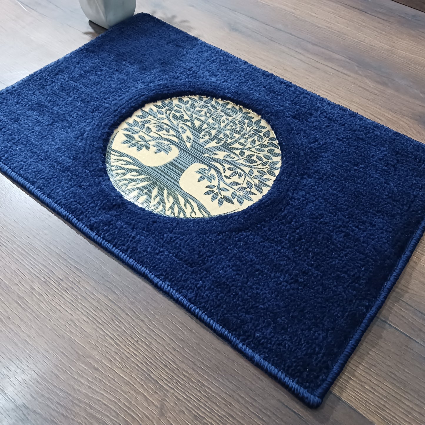 Avioni Desire Collection | Luxury Golden Touch Blue Tree Floor Mat | Soft And Plush Handmade Door Mats / BathMats -40x60 cms