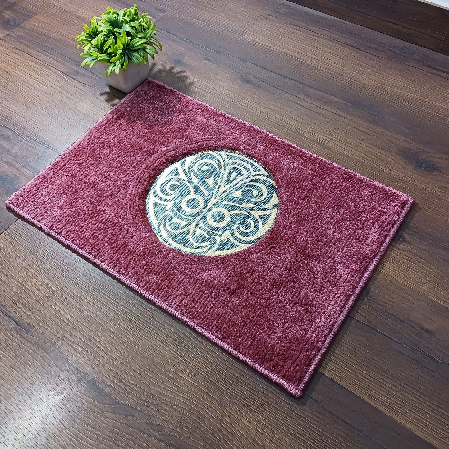 Avioni Desire Collection | Luxury Golden Touch Pink Mandala Floor Mat | Soft And Plush Handmade Door Mats / BathMats -40x60 cms