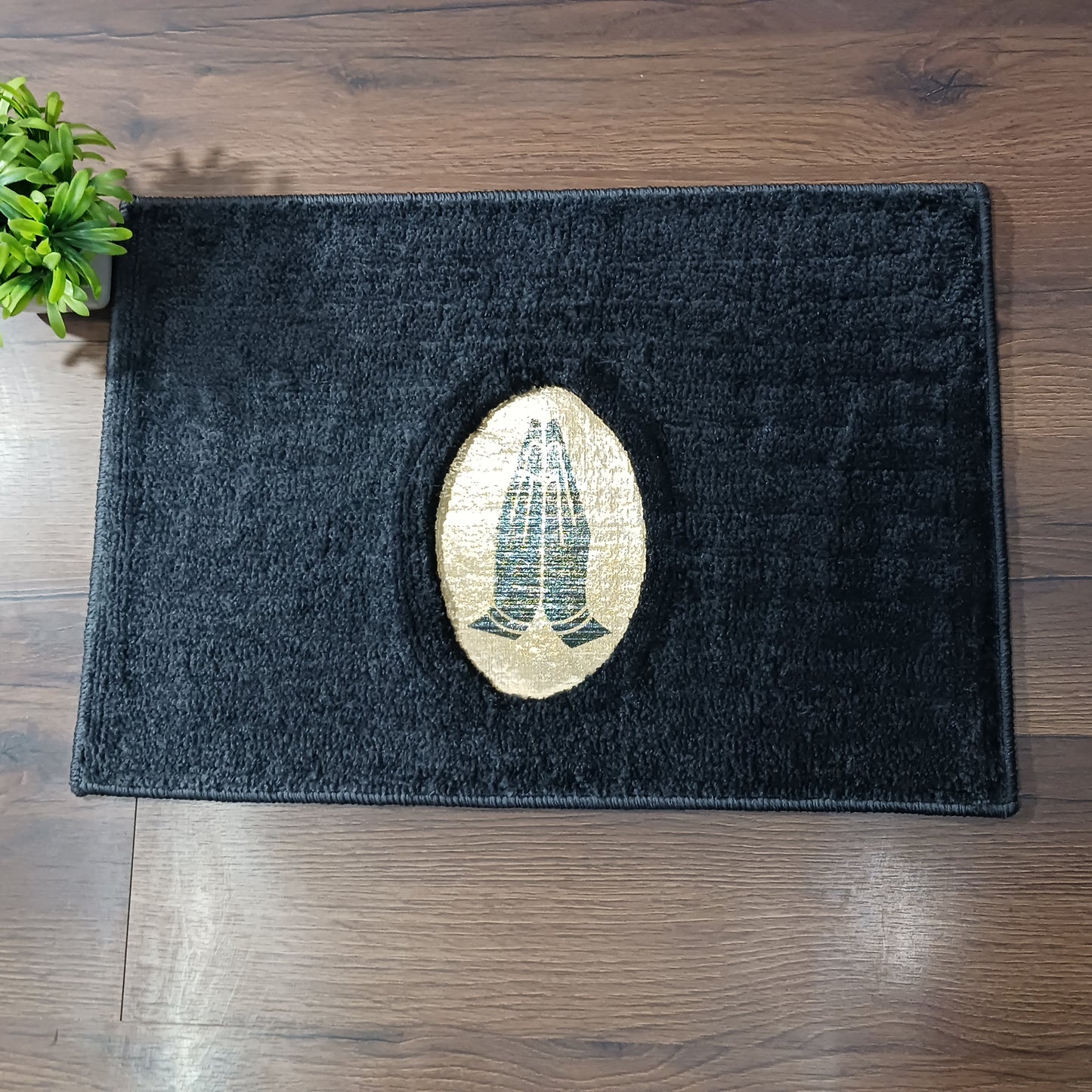 Avioni Desire Collection | Luxury Golden Touch Black Namaste Floor Mat | Soft And Plush Handmade Door Mats / BathMats -40x60 cms