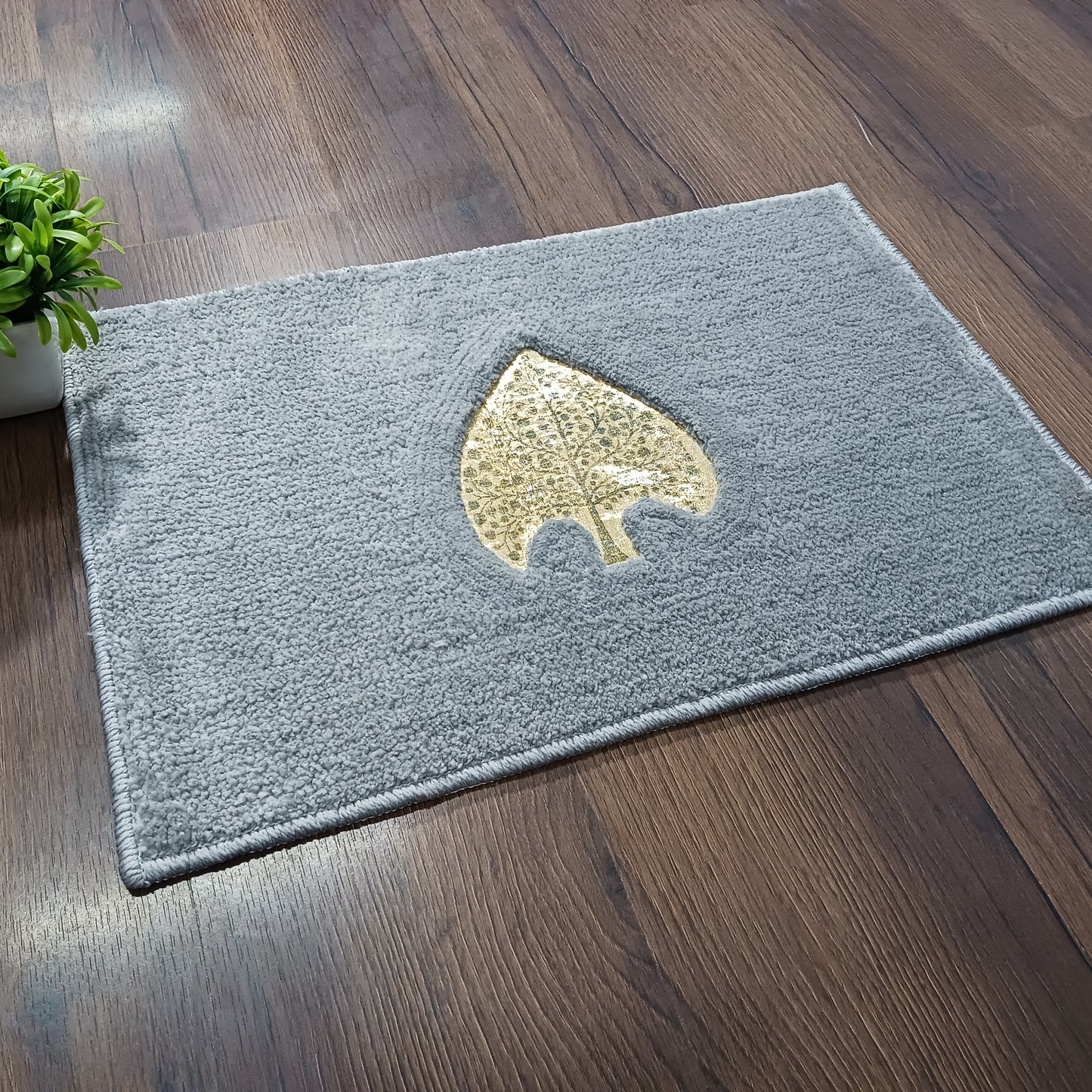 Avioni Desire Collection | Luxury Golden Touch Light Grey Family Tree Floor Mat | Soft And Plush Handmade Door Mats / BathMats -40x60 cms