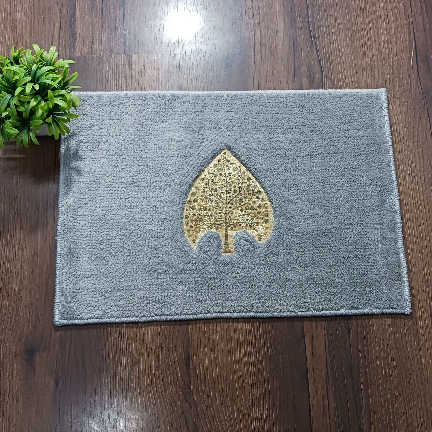 Avioni Desire Collection | Luxury Golden Touch Light Grey Family Tree Floor Mat | Soft And Plush Handmade Door Mats / BathMats -40x60 cms