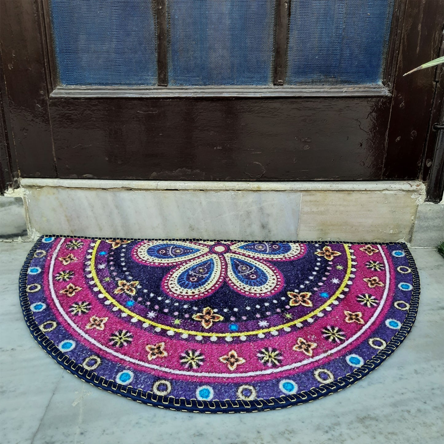 Avioni Home Floor Mats in Beautiful Traditional Rangoli Design | Anti Slip, Durable & Washable | Outdoor & Indoor
