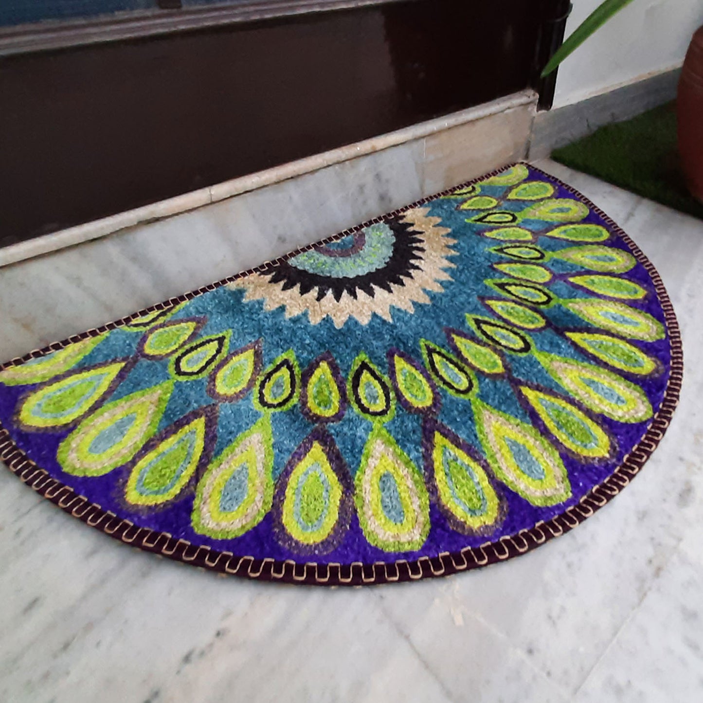 Avioni Home Floor Mats in Beautiful Rangoli Design | Anti Slip, Durable & Washable | Outdoor & Indoor