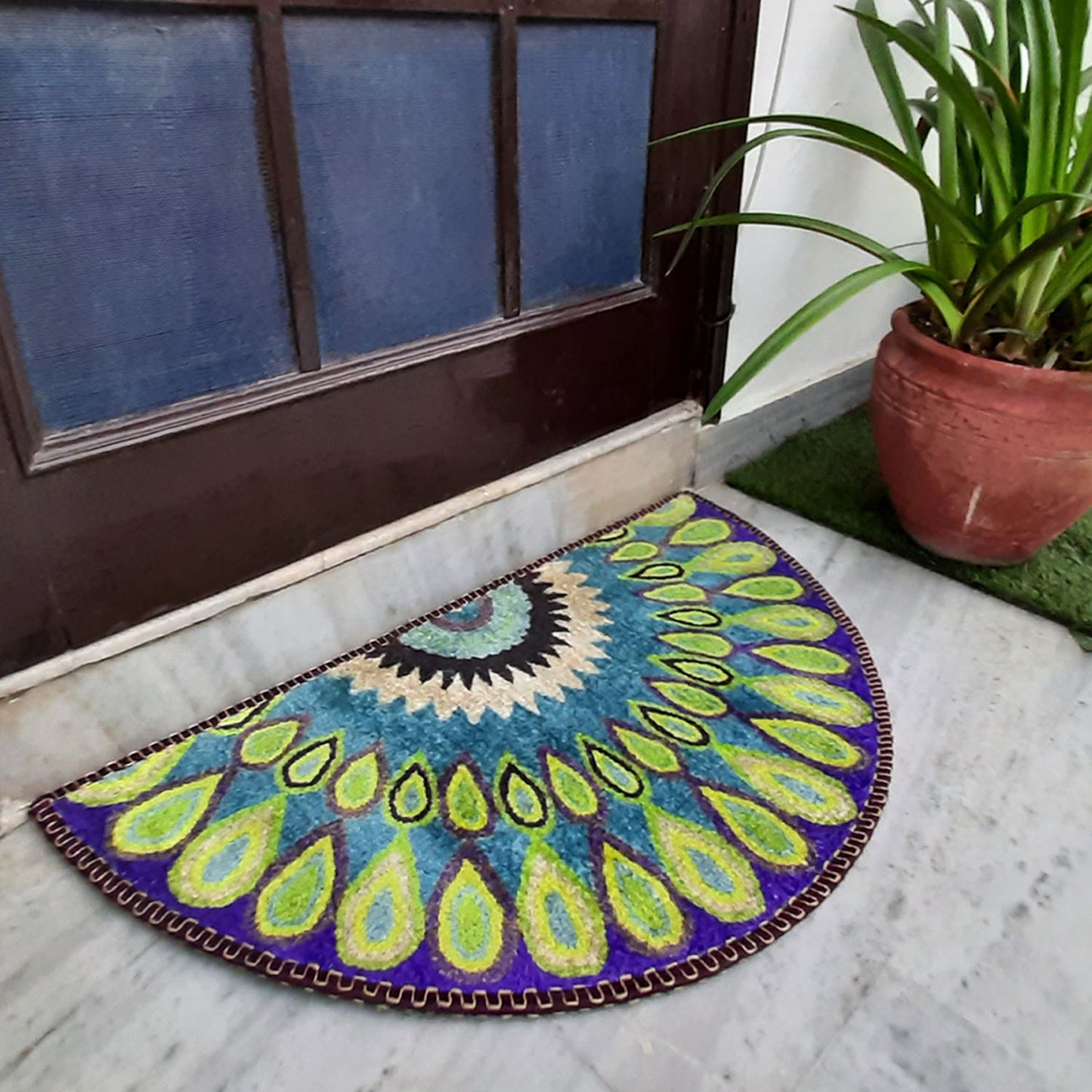 Avioni Home Floor Mats in Beautiful Rangoli Design | Anti Slip, Durable & Washable | Outdoor & Indoor