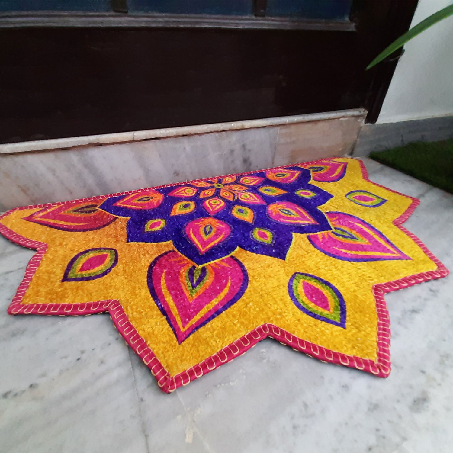 Avioni Home Floor Mats in Beautiful Rangoli Petals Design Anti