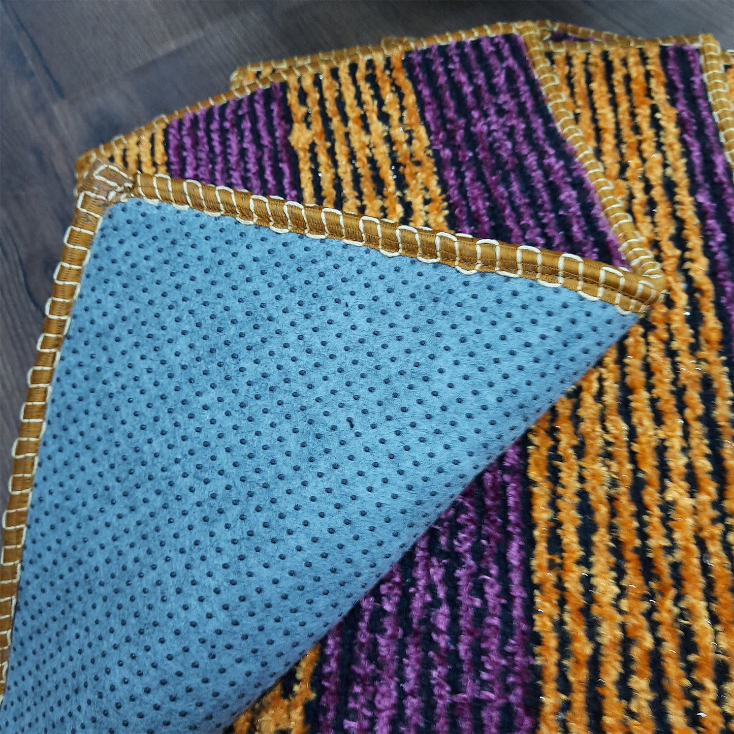SET OF FOUR | Avioni SlipToGrip Universal Doormat | Purple Yellow, Size 35cm x 55cm | Anti Slip, Durable & Washable | Outdoor & Indoor