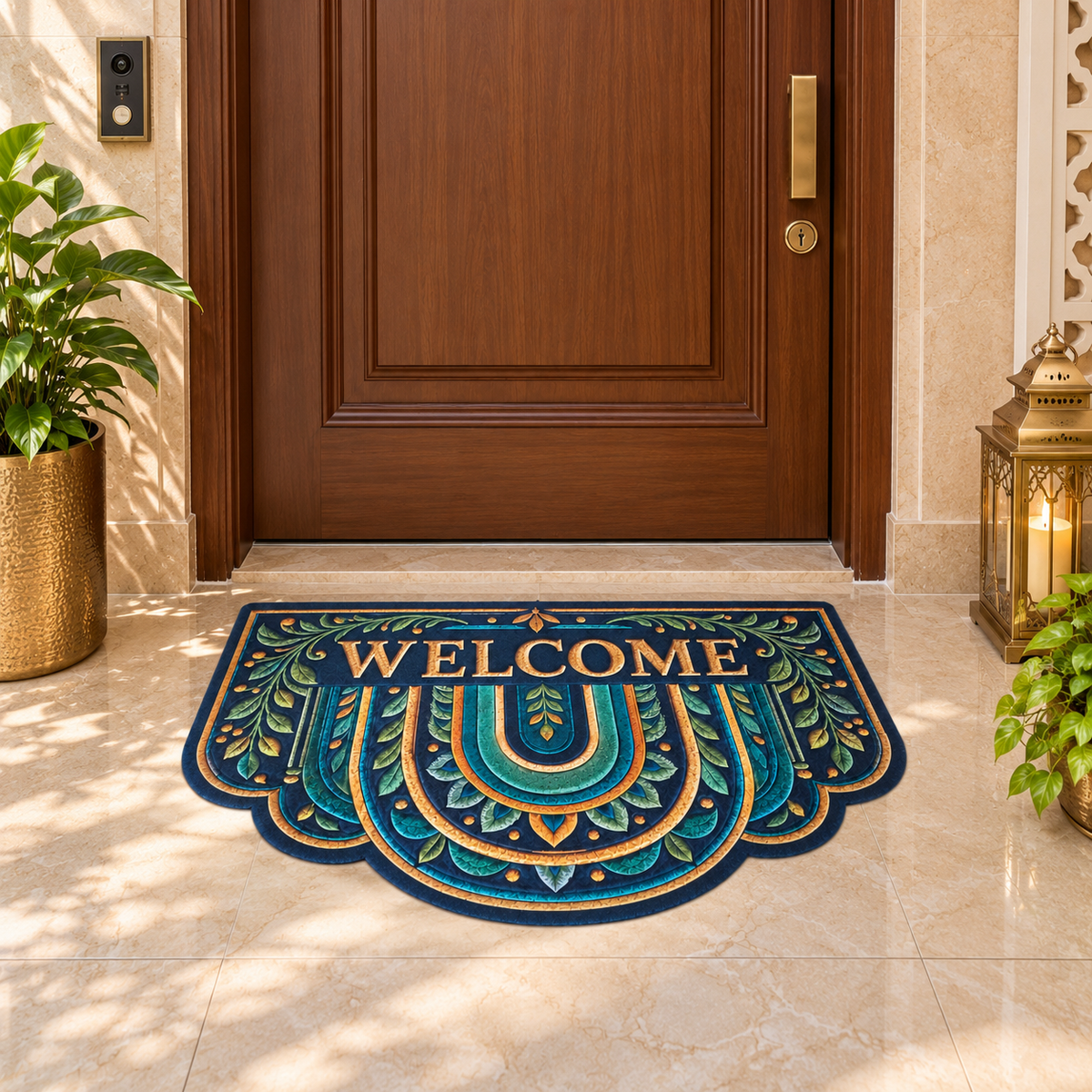 Avioni Home Welcome Floormat Collection | Premium Royal Arch Scalloped Welcome Door Mat | Set of 2 or 3 | High Wear Resistance, 4mm Profile & Silicone Anti-Slip Backing | 45 × 75 cm